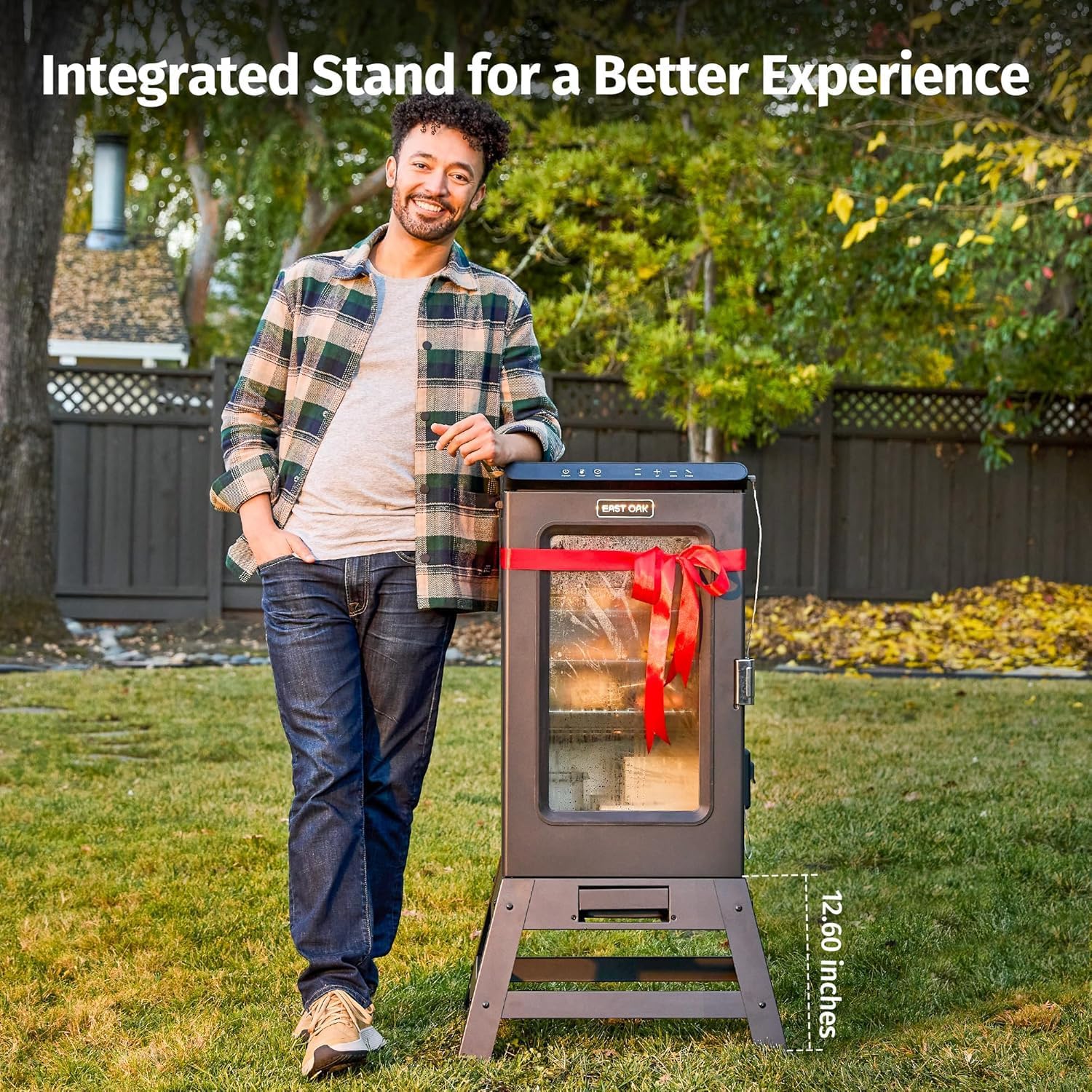 EAST OAK Ridgewood Pro 30" Electric Smoker Built-in Meat Probe & Elevated Stand for Outdoors Up to 6× Longer Smokes
