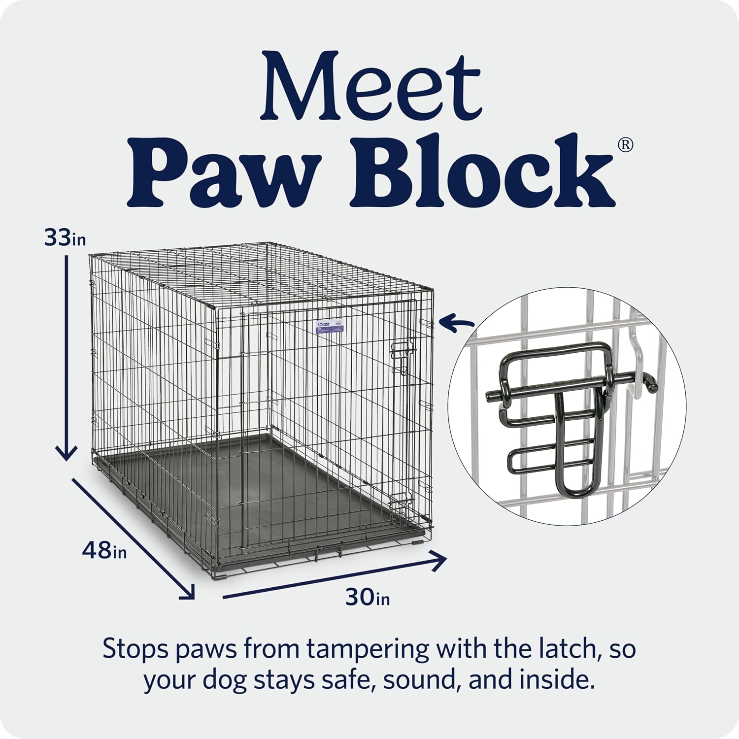 MidWest Homes for Pets 48-Inch iCrate for Extra-Large Breeds, 90-110 lbs, Single Door Folding Dog Crate with Divider Panel, Leak-Proof Tray & Secure Latches, Portable, Durable & Easy to Assemble