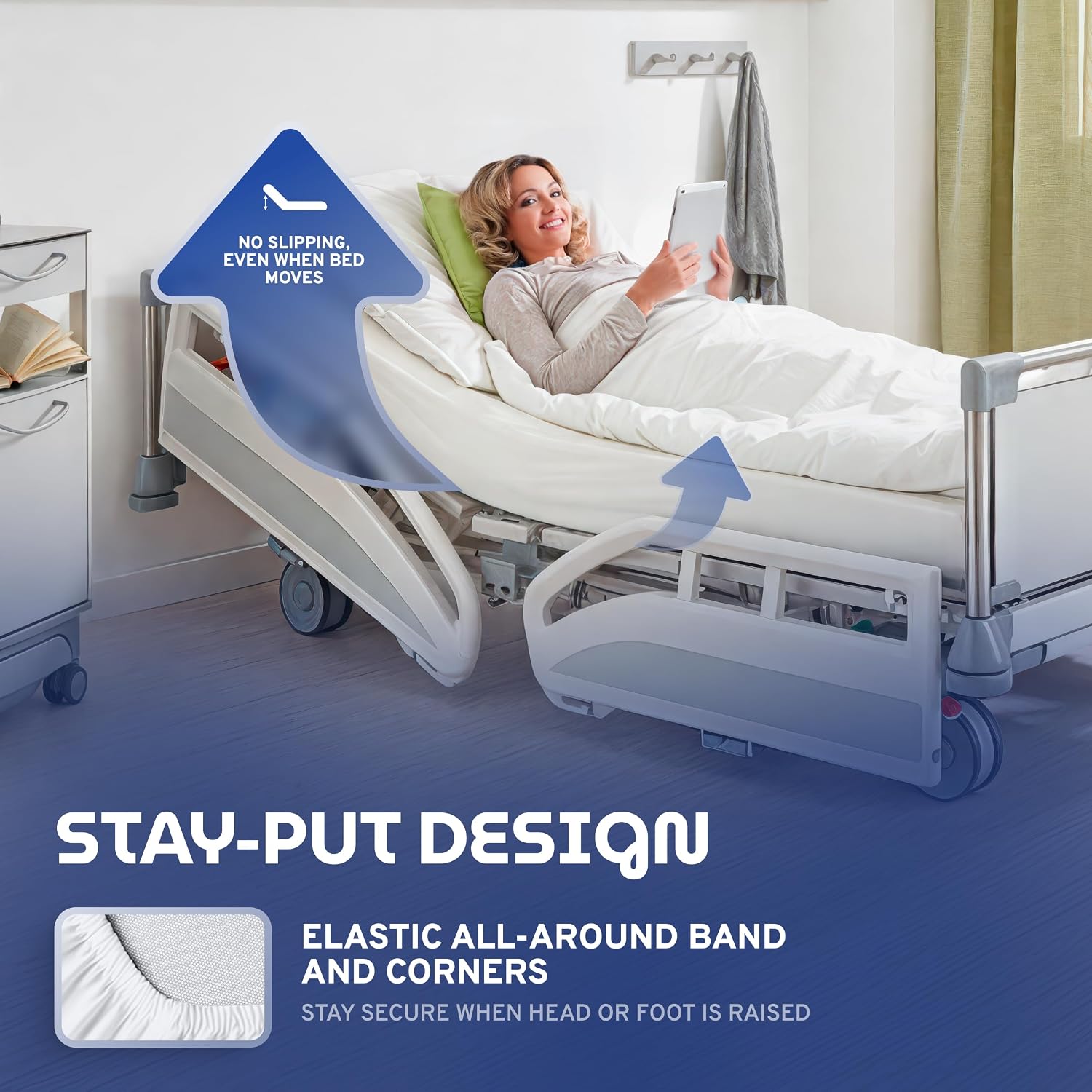 3 Piece Hospital Bed Sheet Set, Soft Jersey Knitted T-Shirt Quality, 1 Flat, 1 Fitted, 1 Pillowcase