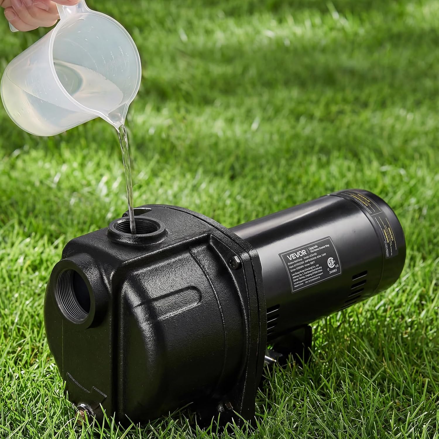 VEVOR 1/2 HP Shallow Well Jet Pump, AC 115/230 Volt, 790 GPH Dual Voltage Cast Iron Well Jet Pump, with 147 ft Max Head Lift, Automatic Pressure Switch, for Garden Irrigation Lawn Sprinkler System