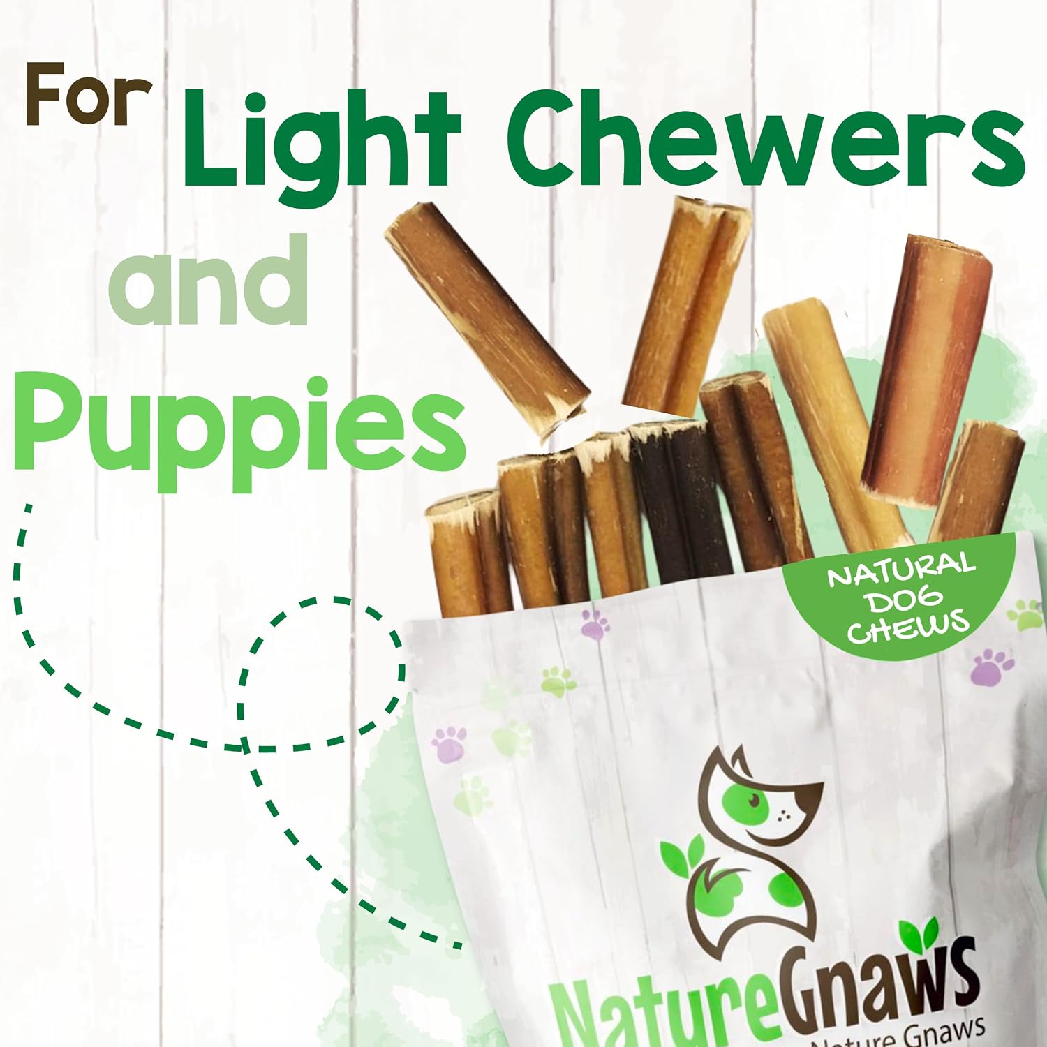 Nature Gnaws Bully Stick Bites 2-4" Rawhide Free for Small Dogs, 8 oz