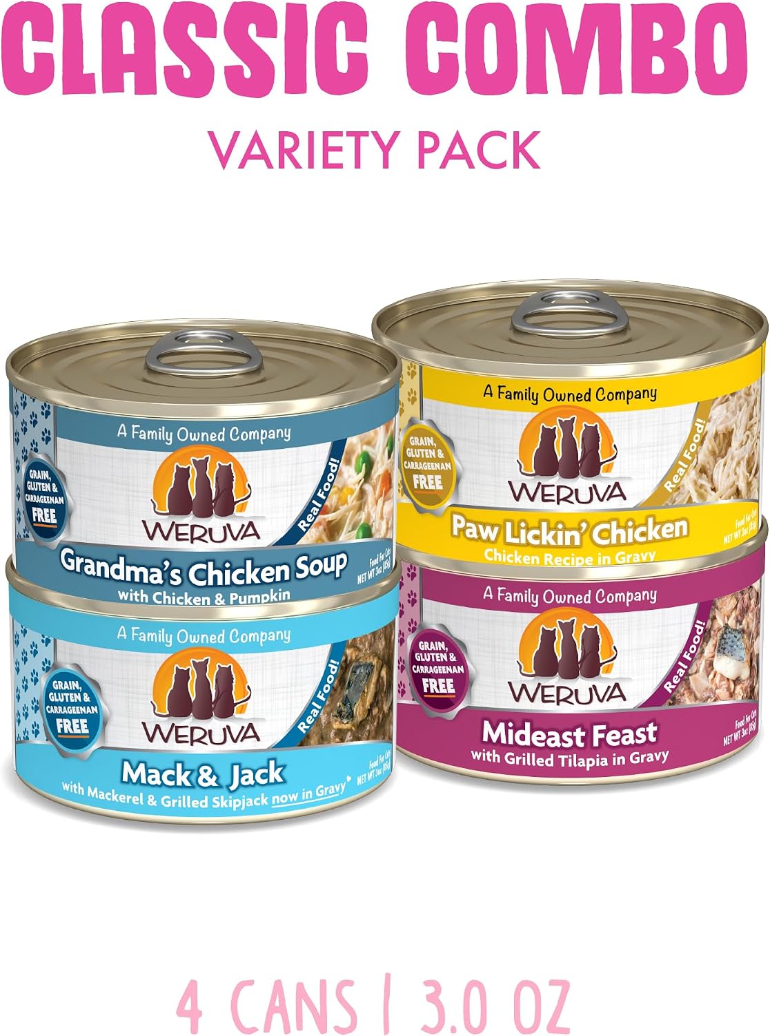 Weruva Classic Cat Food, Paw Lickin’ Chicken with Chicken Breast in Gravy, 3oz Can (Pack of 24)