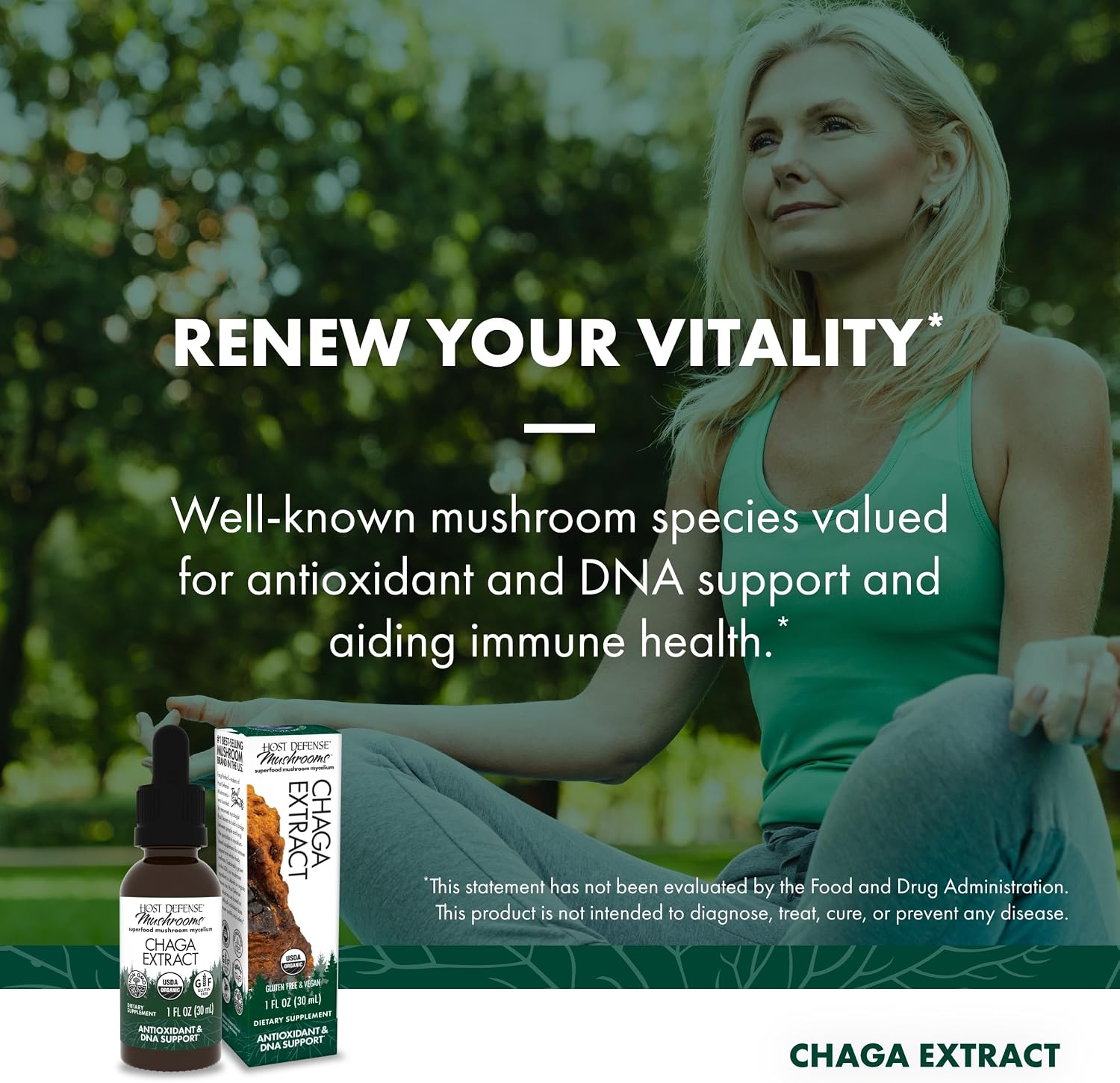 Host Defense Chaga Extract - Immune System Support Supplement - Chaga Mushroom for Antioxidant Activity Support - Liquid Dietary Mushroom Supplement - 2 fl oz (60 Servings)*