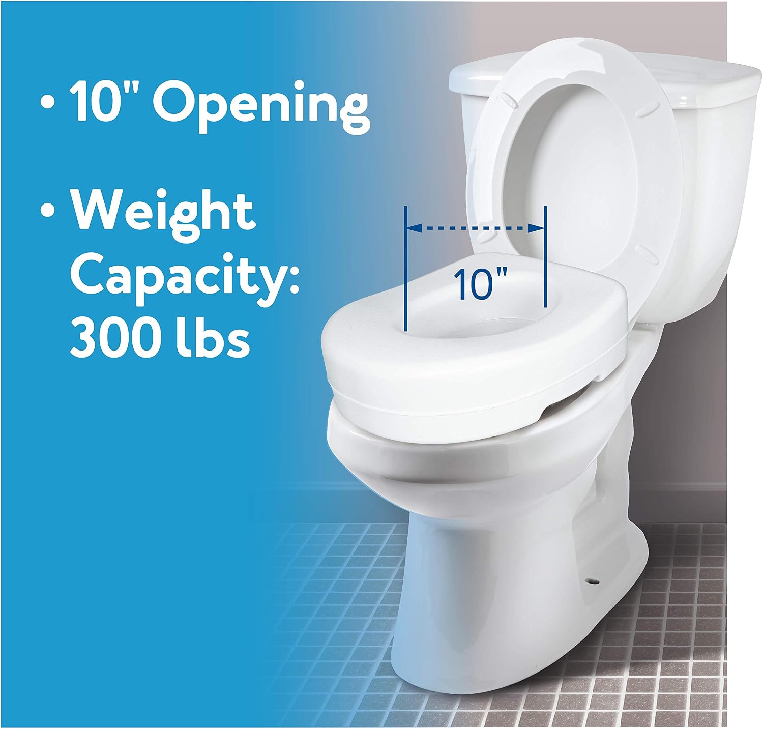 Carex Toilet Seat Riser, 5 Inch, Toilet Seat Risers for Seniors, Raised Toilet Seat, Supports 300lbs, Slip-Resistant, Toilet Riser