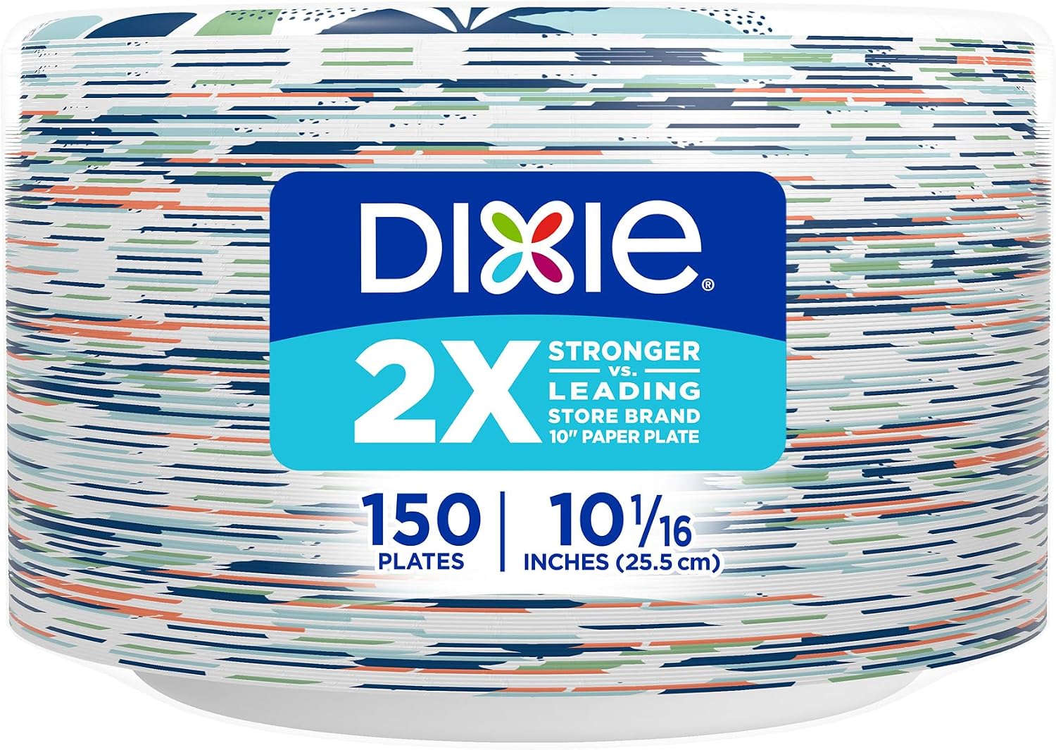 Dixie Large Paper Plates, 10 Inch, 54 Count, 2X Stronger, Microwave-Safe, Soak-Proof, Cut Resistant, Disposable Plates For Everyday Breakfast, Lunch, & Dinner Meals