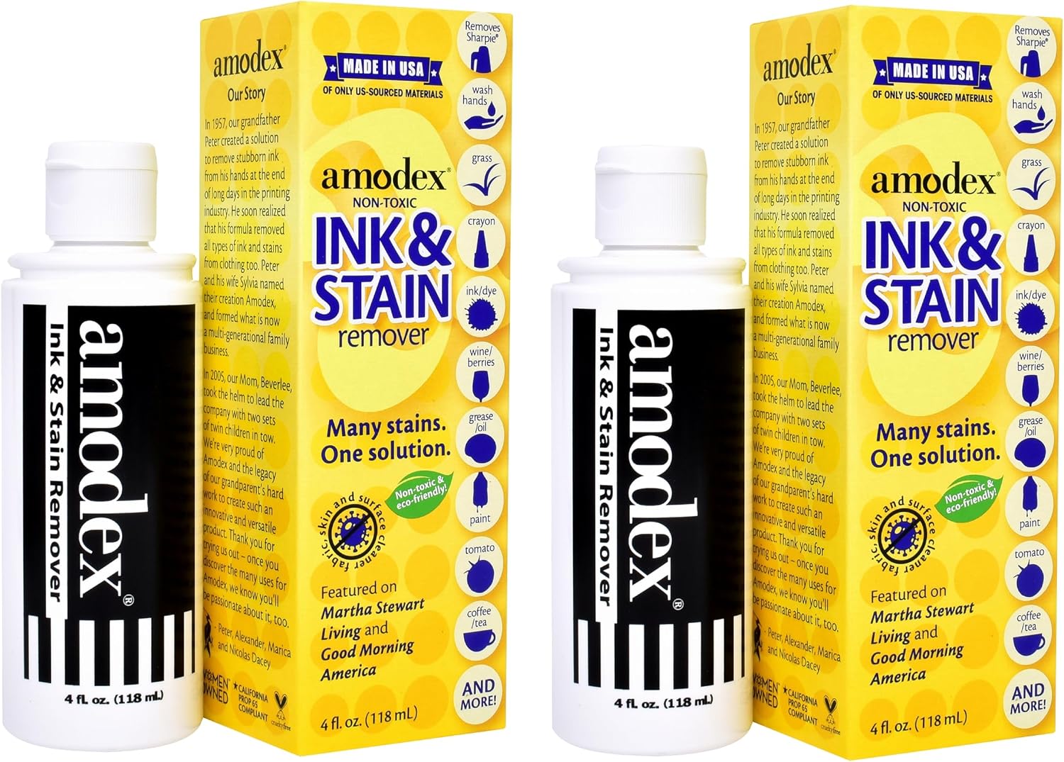 Amodex Ink and Stain Remover Unique Soap Liquid Formula 4 fl oz Bottle
