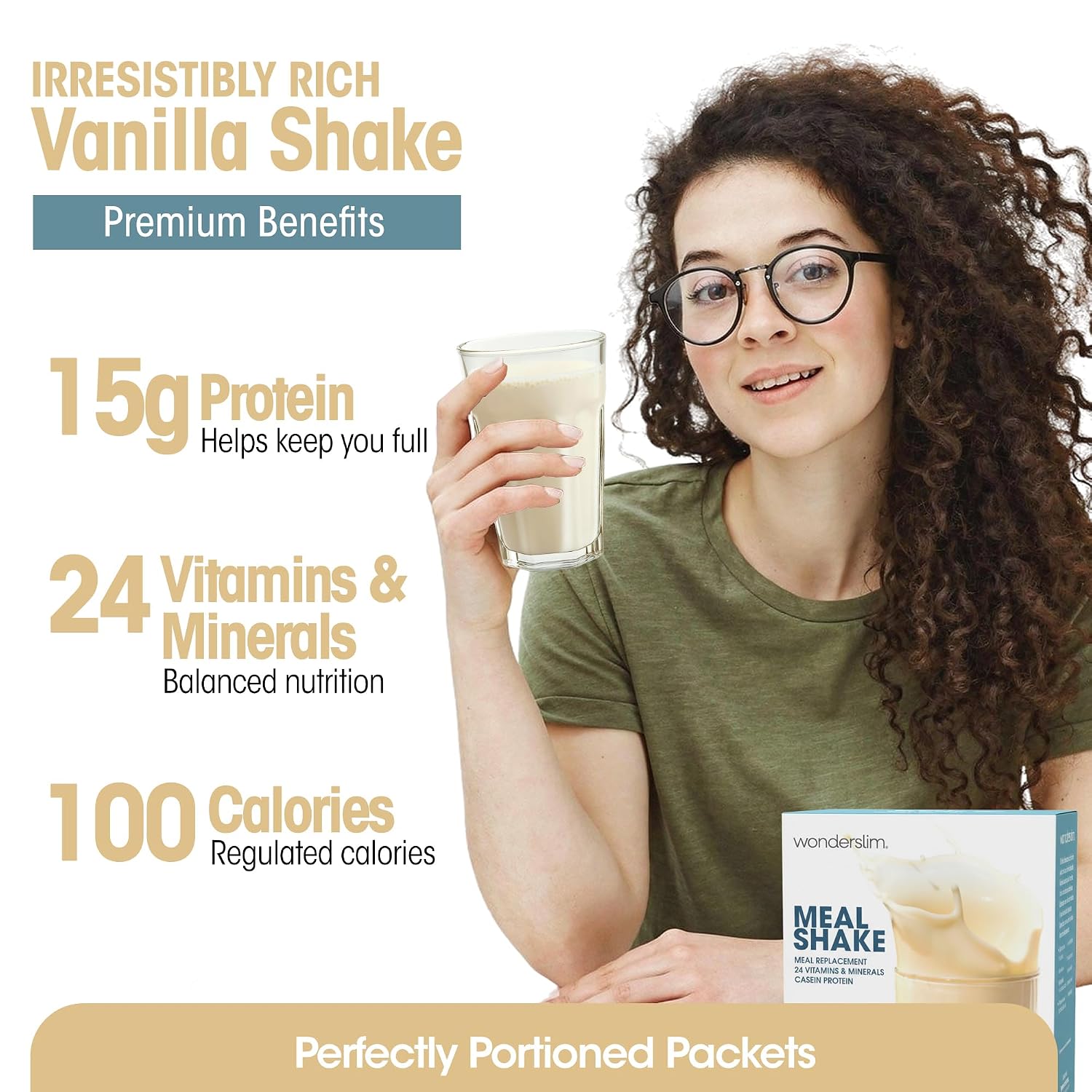 WonderSlim Protein Meal Replacement Shake – 15g Protein, 24 Vitamins & Minerals, Low Carb, Low Calorie, Gluten Free – Meal Replacement Drink for Weight Management, 7 Count Packets (Dark Cocoa Cream)