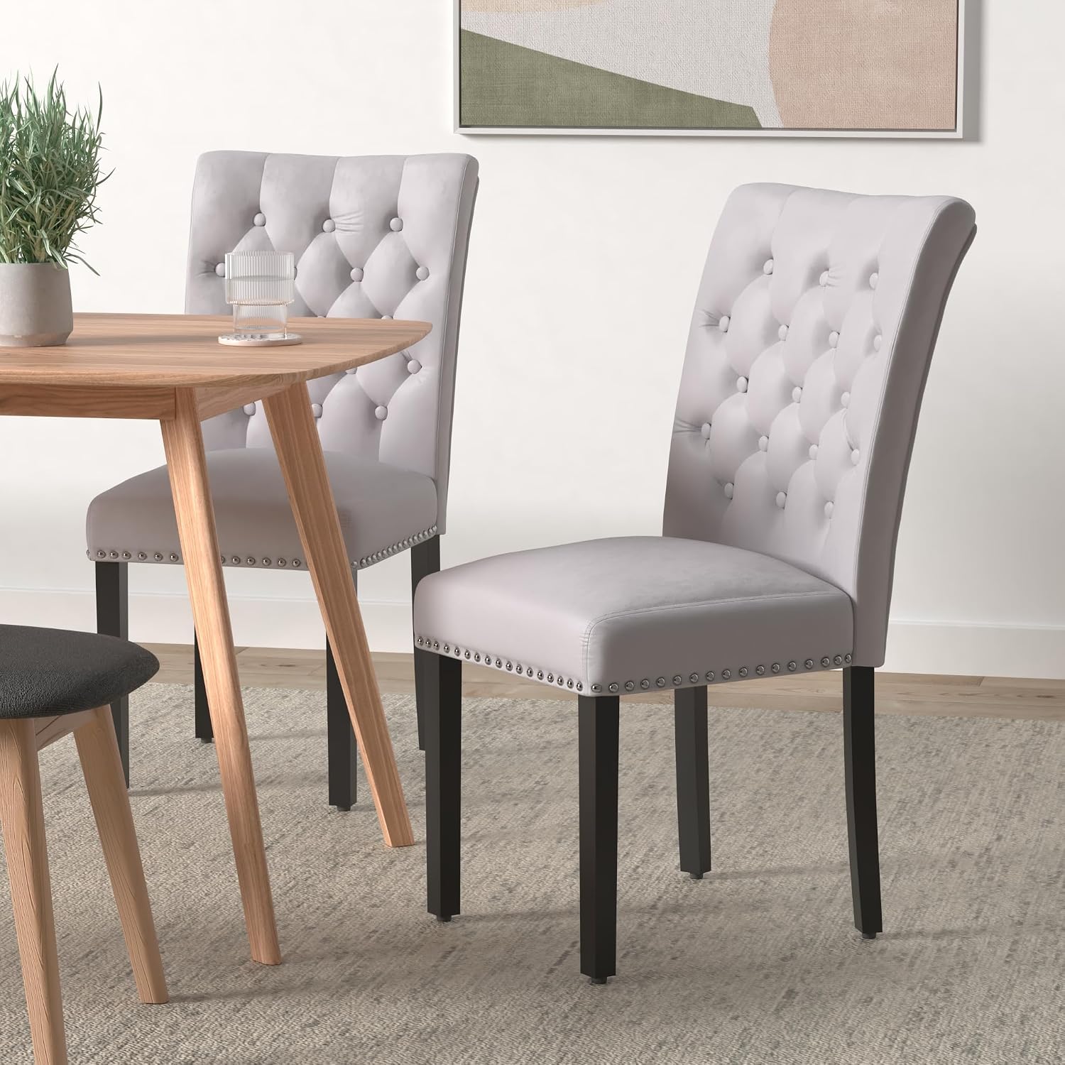adochr Velvet Dining Chairs Set of 2, Parsons Kitchen Chair, Blue