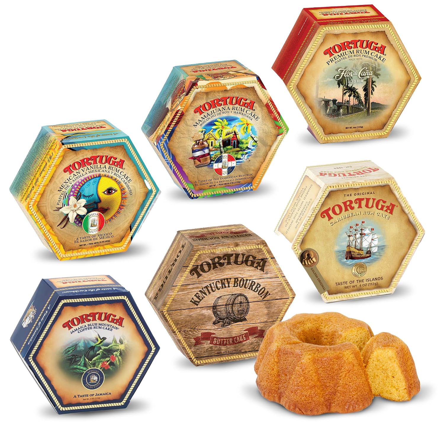 TORTUGA Provenance Rum Cake Variety Pack – 4 oz. - 6 Pack - The Perfect Premium Gourmet Gift for Stocking Stuffers, Gift Baskets