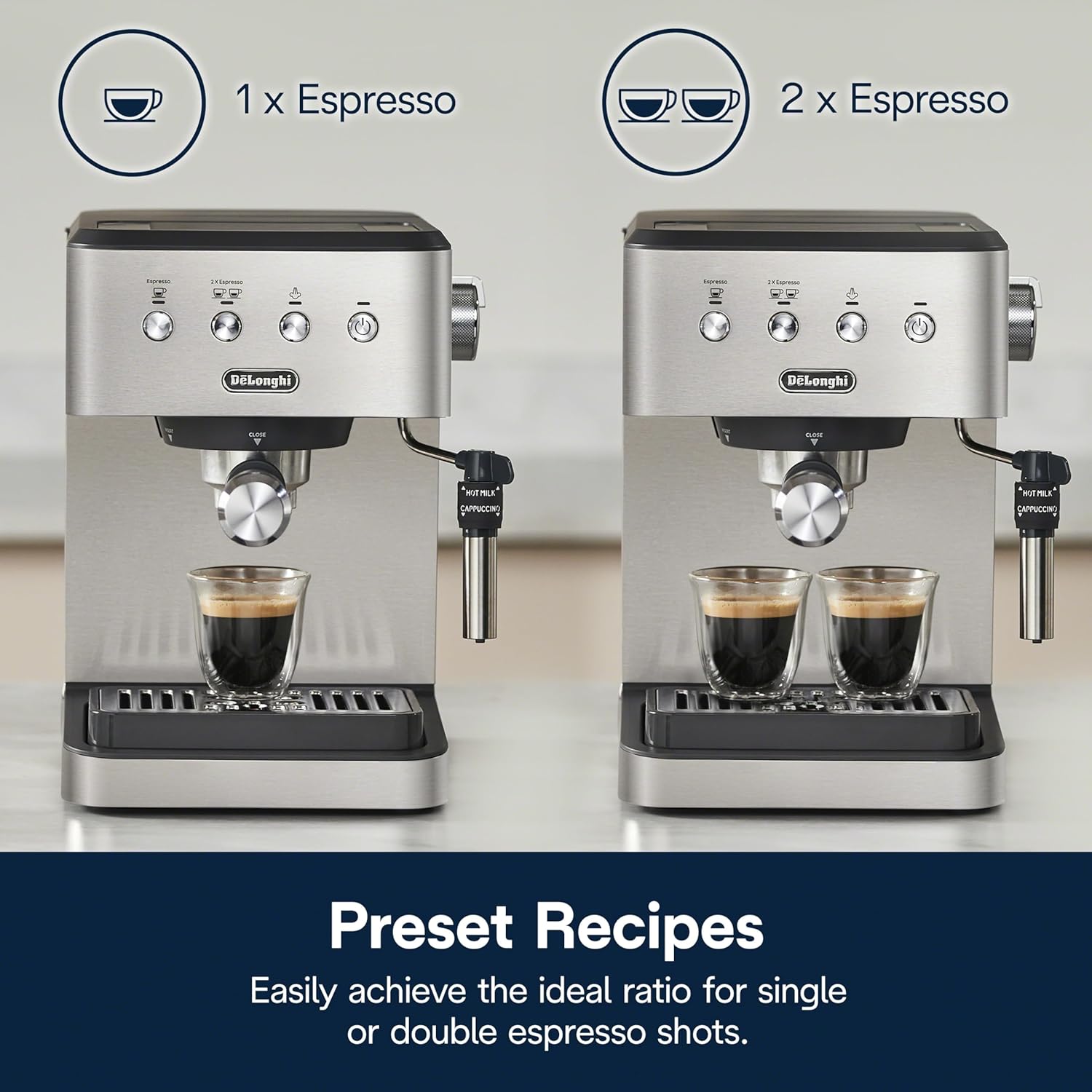 De'Longhi Stilosa Compact Manual Espresso Machine, Manual Milk Frother