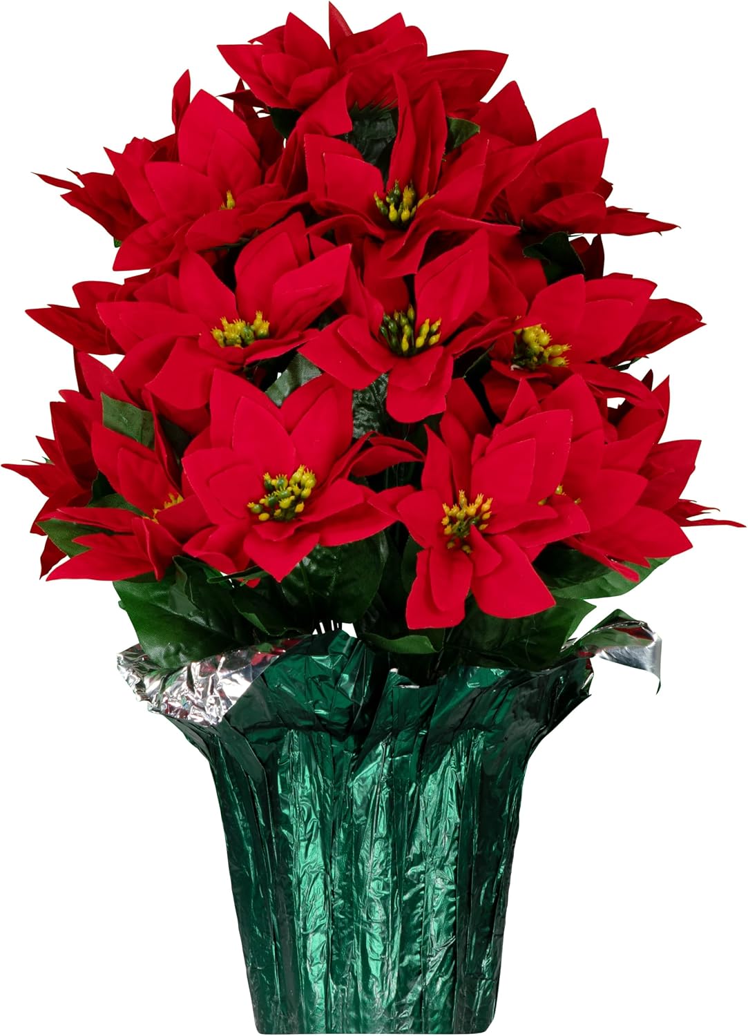Rubys Silk Flowers - 24" Artificial Red Poinsettia Flower Bouquet – 5 lbs Weighted Pot – 24" Tall and 18" Wide – Perfect Size for Christmas Decor, Home, Office, or Memorial