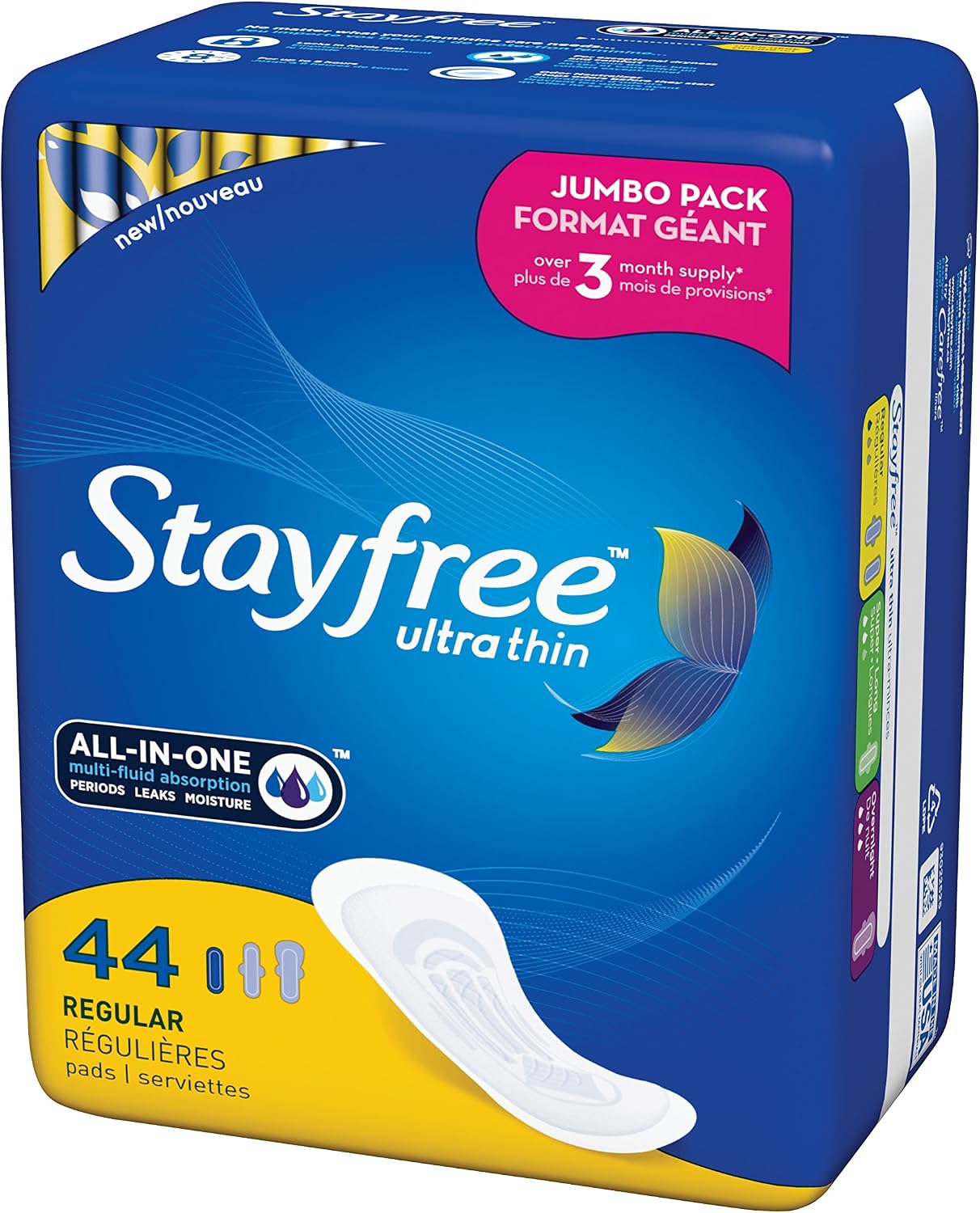 Stayfree Ultra Thin Super Long Pads with Wings For Women, Reliable Protection and Absorbency of Feminine Moisture, Leaks and Periods, 32 count