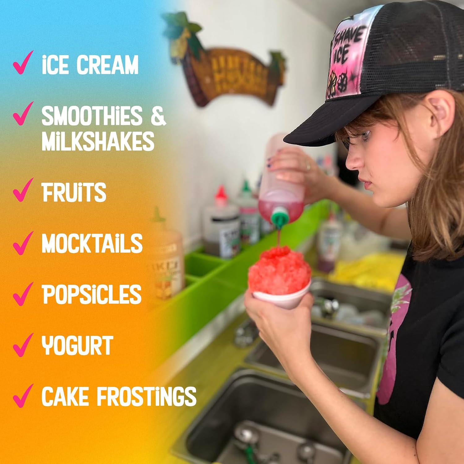 Tiki's Shave Ice Syrup Concentrate for Snow Cones & Shaved Ice - Natural Syrup for Beverages & Desserts - Ideal for Snow Cone