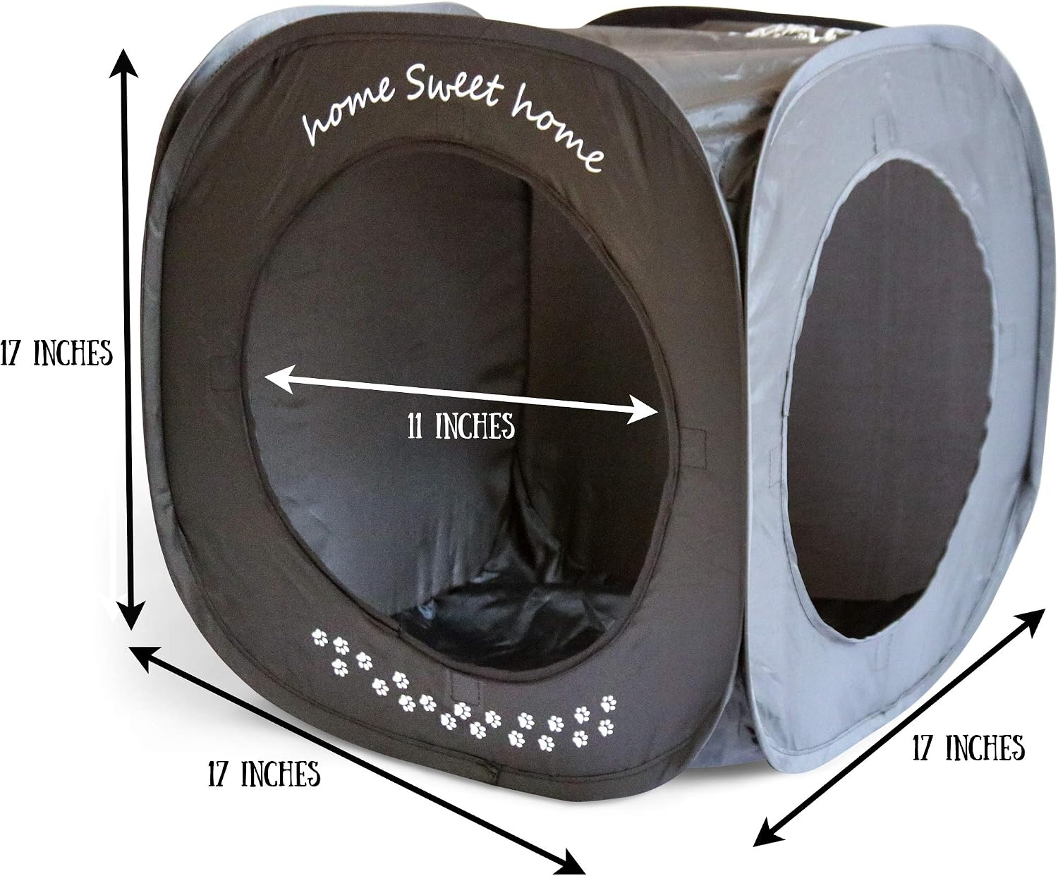 Home Sweet Home Pop Up Cat Cube. A Collapsible Indoor Cat House. Covered Pet Bed Hideaway Cave for Dogs and Other Pets Too