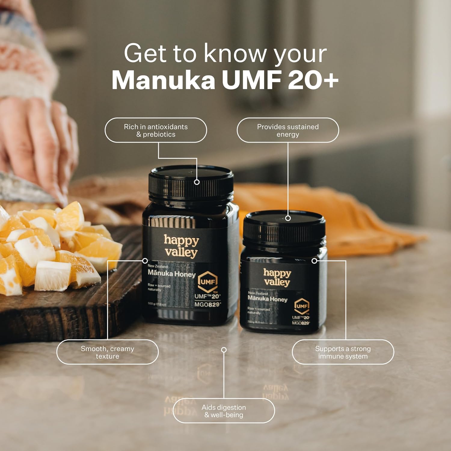 Happy Valley UMF 20+ Mānuka Honey, MGO 829+, Rare High-Grade Raw New Zealand Honey, Superfood for Immune and Digestive Support, UMF Certified