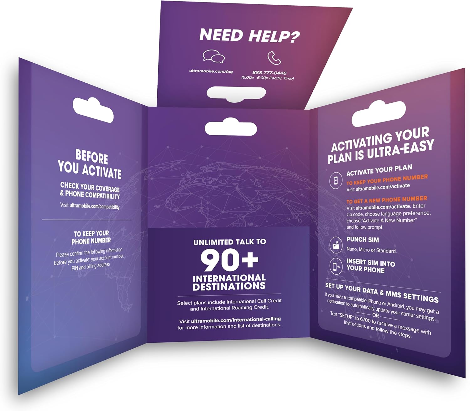 $24/mo. Ultra Mobile Prepaid Phone Plan with Unlimited Talk, Text, & 8GB of 5G • 4G LTE Data for 1 Month (3-in-1 SIM Card Kit)