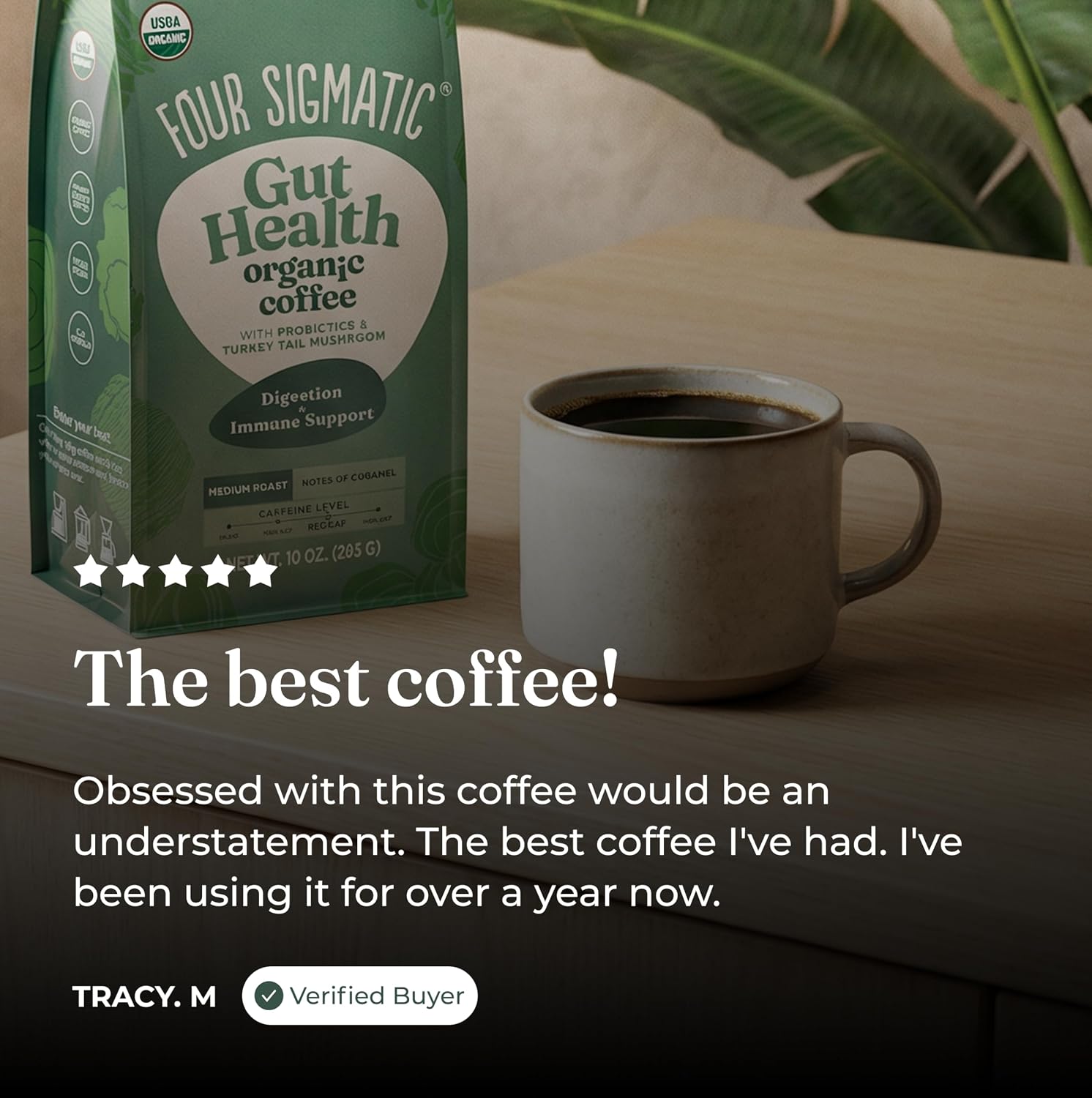 Four Sigmatic Organic Focus Mushroom Ground Coffee | Dark Roast, Organic Coffee with Lion's Mane & Chaga Mushroom for Mental Clarity & Energy Support | 12oz Bag