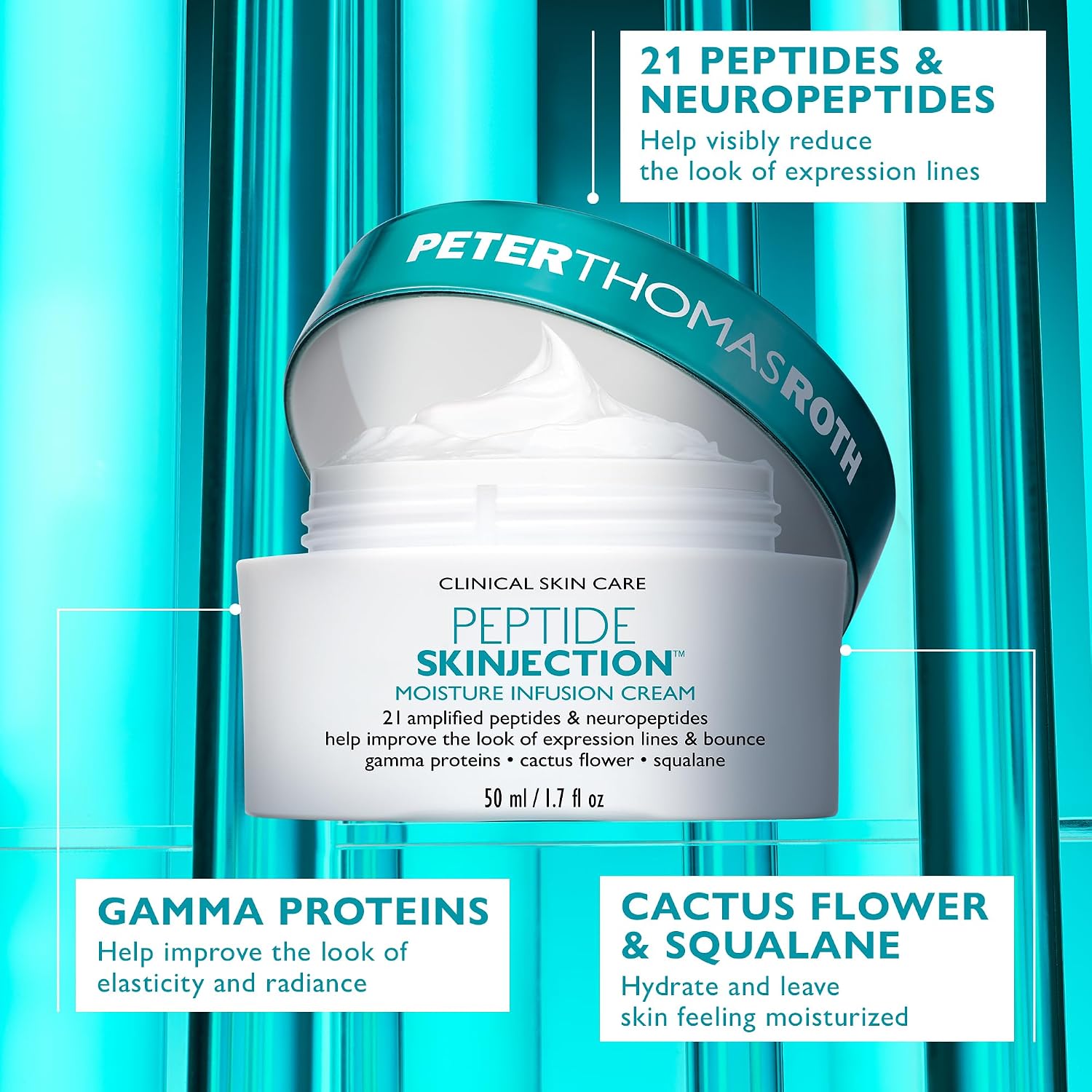 Peter Thomas Roth | Peptide Skinjection™ Moisture Infusion Cream, Refillable Moisturizer, For Loss of Firmness and Elasticity, Fine Lines & Wrinkles
