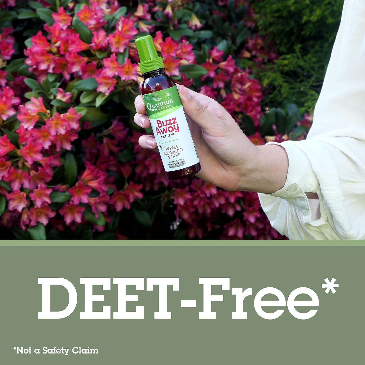 Quantum Health Buzz Away Extreme Mosquito & Tick DEET-Free Repellent, 8 oz | Effective Outdoor Bug Spray, Kid-Friendly, Geraniol, Peppermint, Citronella, Thyme & Clove, Independent Field Tested