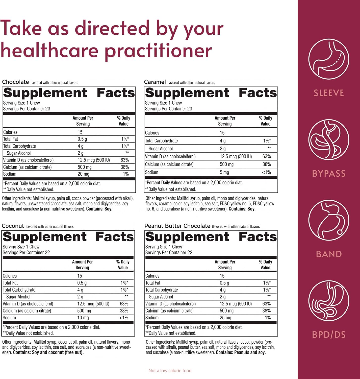 Bariatric Advantage Calcium Citrate Chewy Bites 500 mg - Highly Absorbable & Digestible - Vitamin D3 - Easily Chewable Calcium Supplement - Caramel Flavor - 90 Count