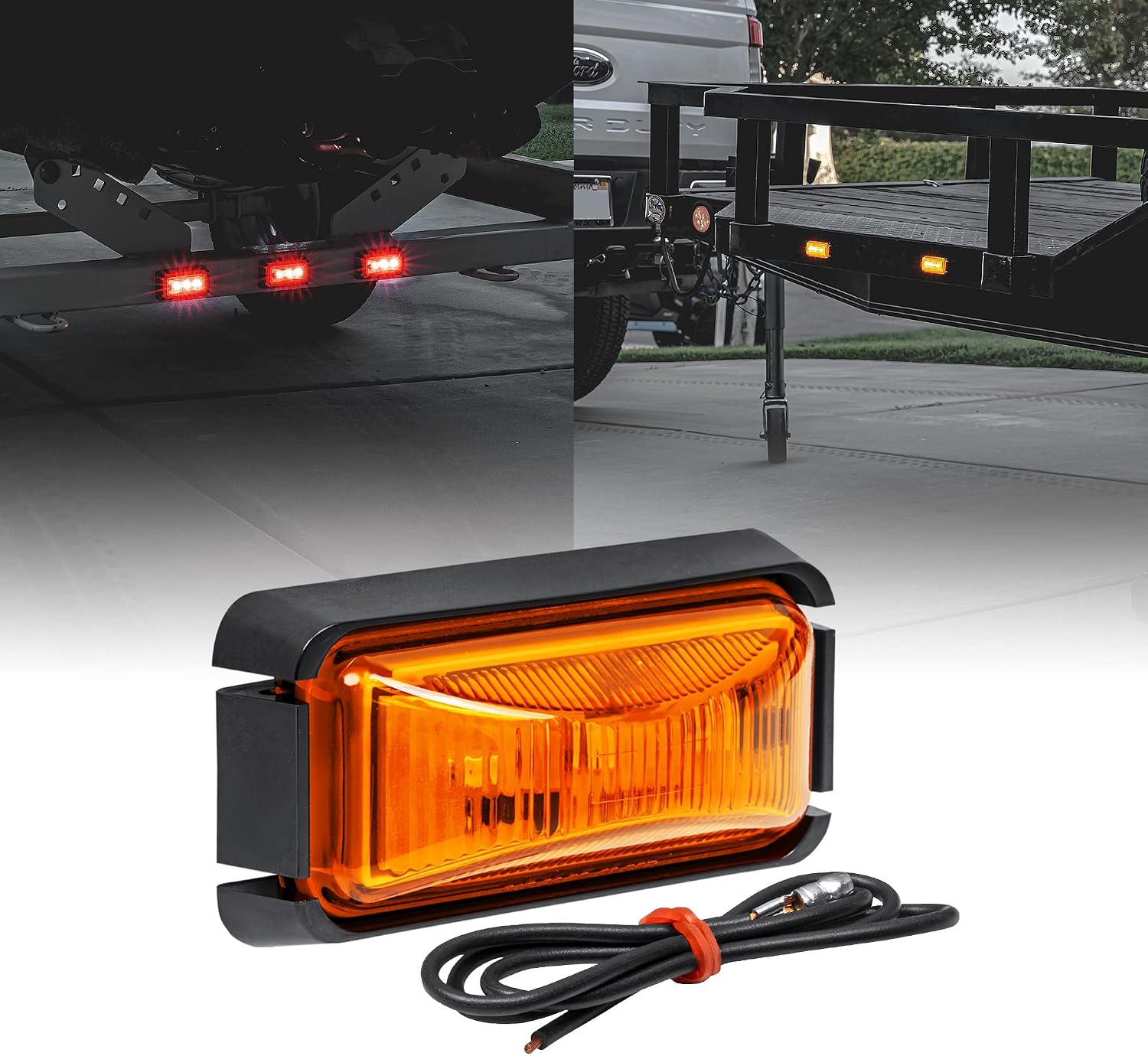 TRUE MODS 2pc 2.5" Amber Rectangle LED Trailer Marker Lights for Truck RV