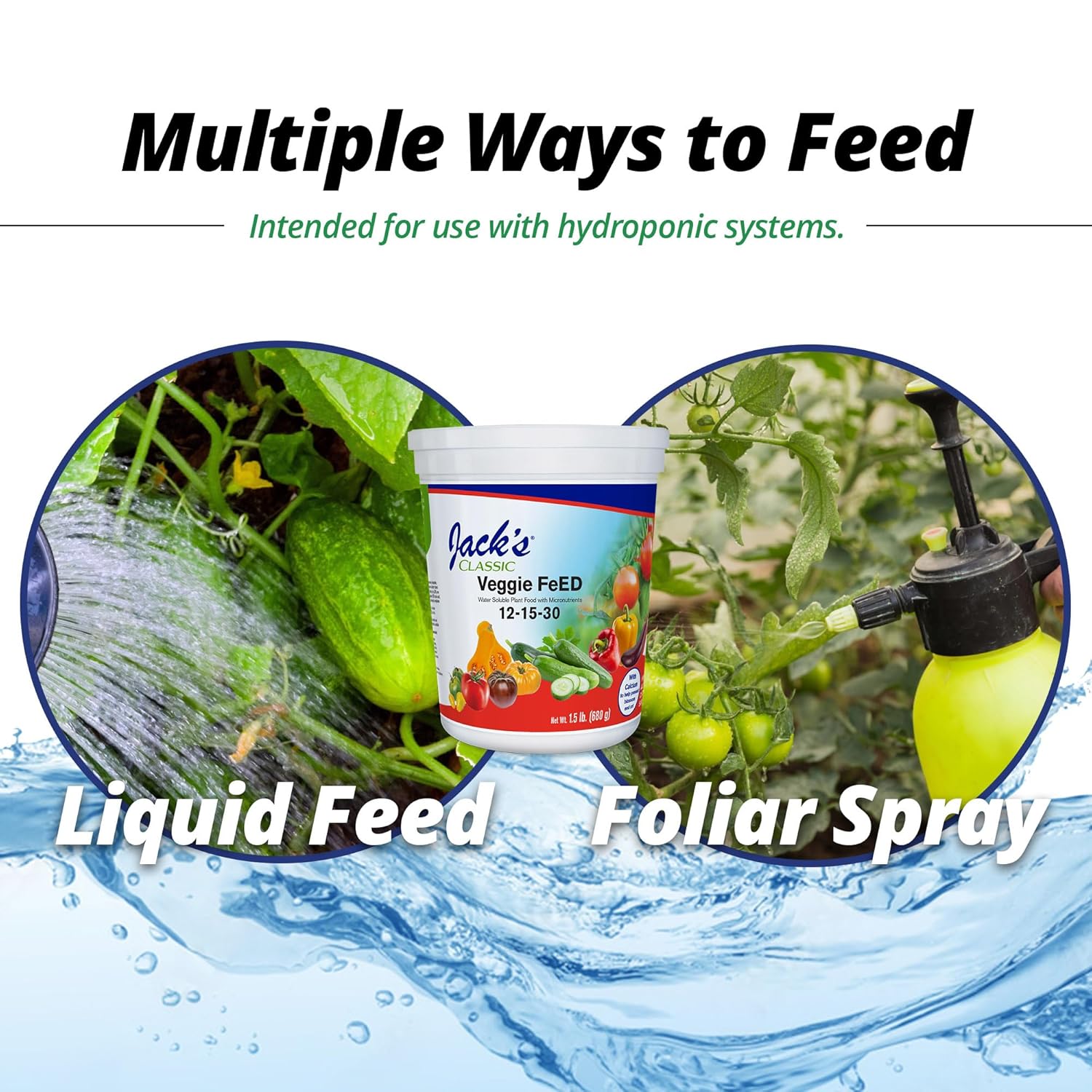 Jack's Classic 12-15-30 Veggie Feed Water-Soluble Fertilizer, 1.5lb | Powdered, Targeted Micronutrient Package, for Vigorous Plant Growth and Abundant Fruit Set, Liquid Root & Foliar Feeding