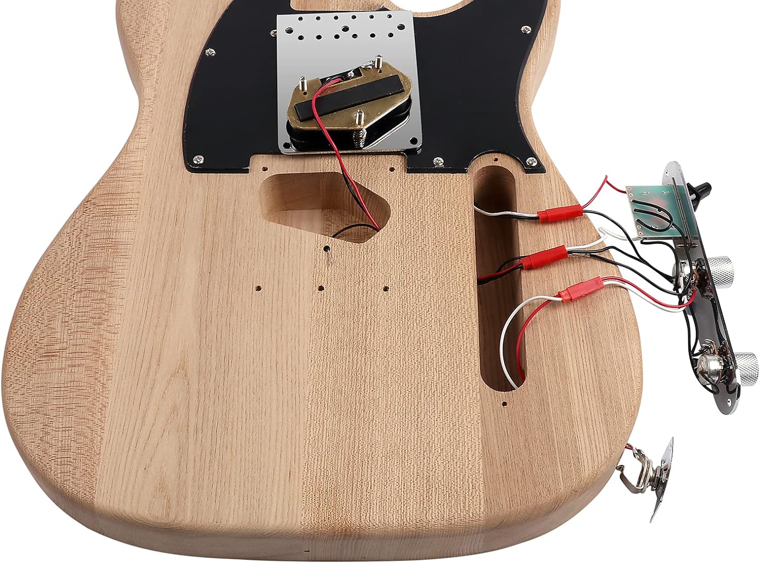 DIY Electric Guitar Kit Beginner Kit Right Handed with Ash Body | Hard Maple Neck, Rosewood Fretboard, Chrome Hardware, 6 String