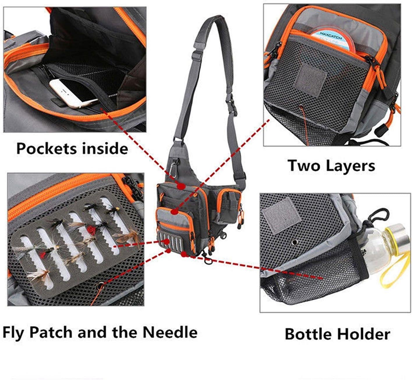 M MAXIMUMCATCH Maxcatch V-Cross Shoulder Bag Multifunction Fishing Sling Pack