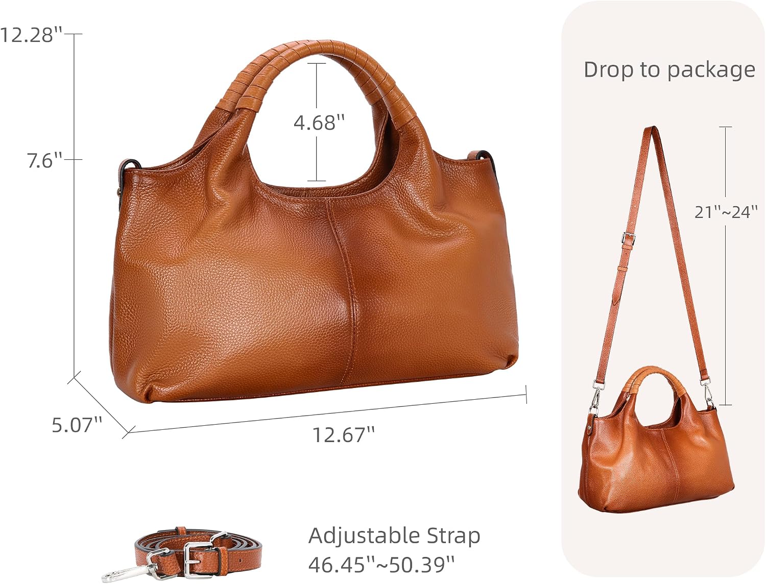 Iswee Leather Satchel Women Purse and Handbag Crossbody Shoulder Bag Hobo | Genuine Cowhide Leather Tote Top Handle Bag Soft & Durable Medium Size Bags with Detachable Multiple Pocketbooks Trendy