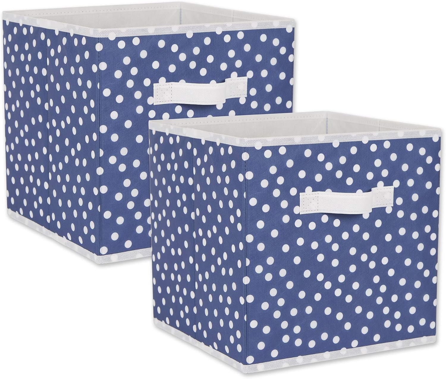 DII Woven Polyester Storage Bin, Polka Dot, White & Gold, Large Set of 2