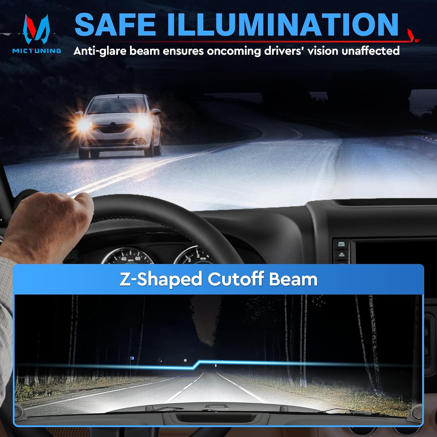 MICTUNING 2Pcs 5x7 7x6 Led Headlights Rectangular Hi Lo