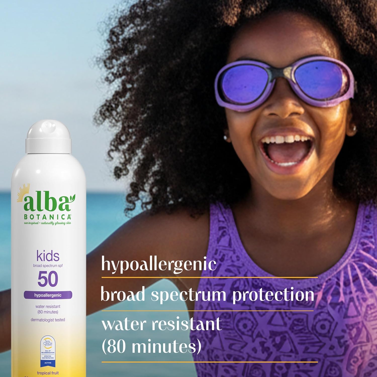 Alba Botanica Sport Sunscreen Spray for Face and Body, SPF 50, 5 fl oz Bottle