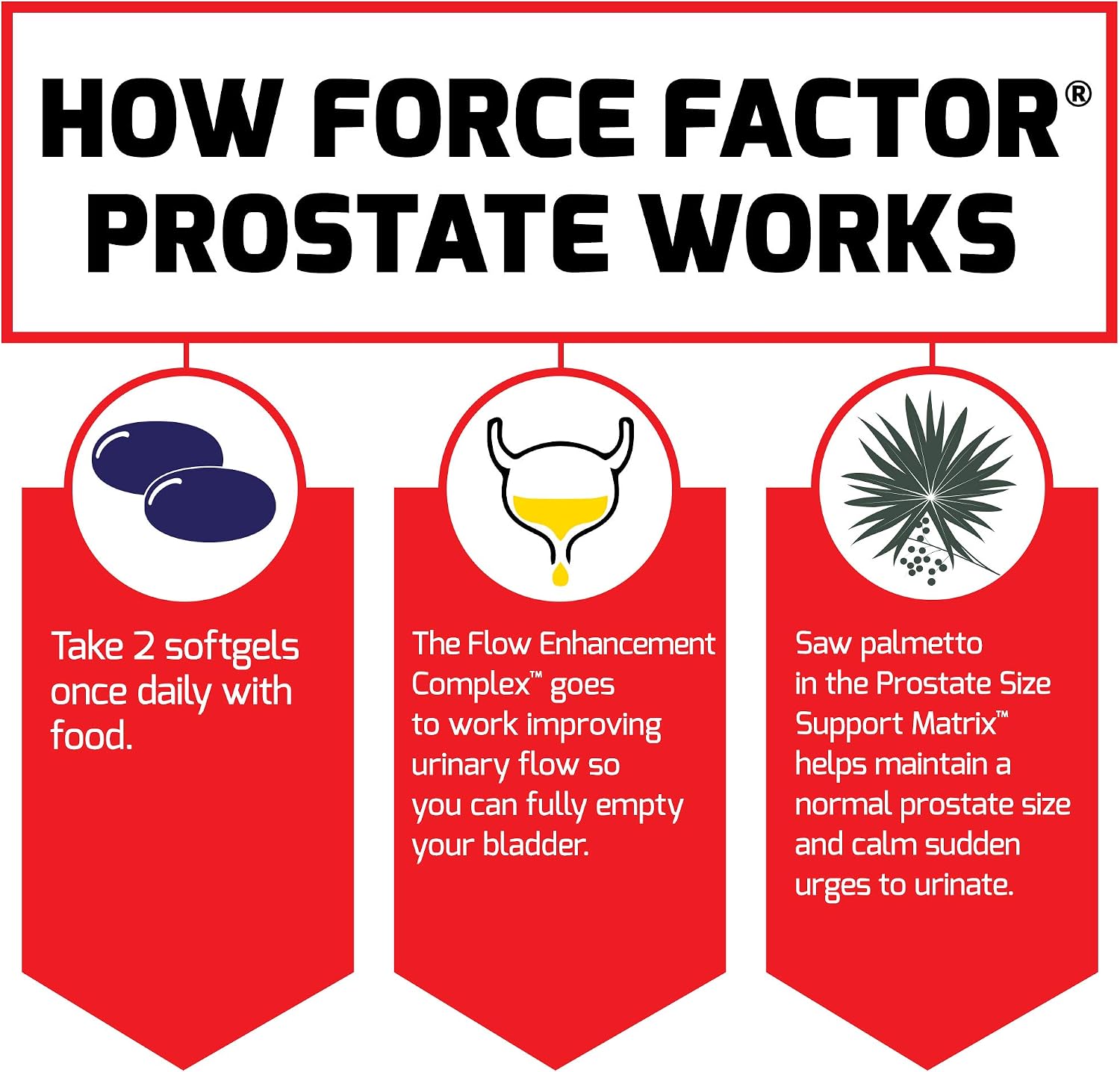 Force Factor Prostate, Saw Palmetto & Beta Sitosterol Supplement for Men | Prostate Health Support, Size Support, Urinary Relief, Bladder Control