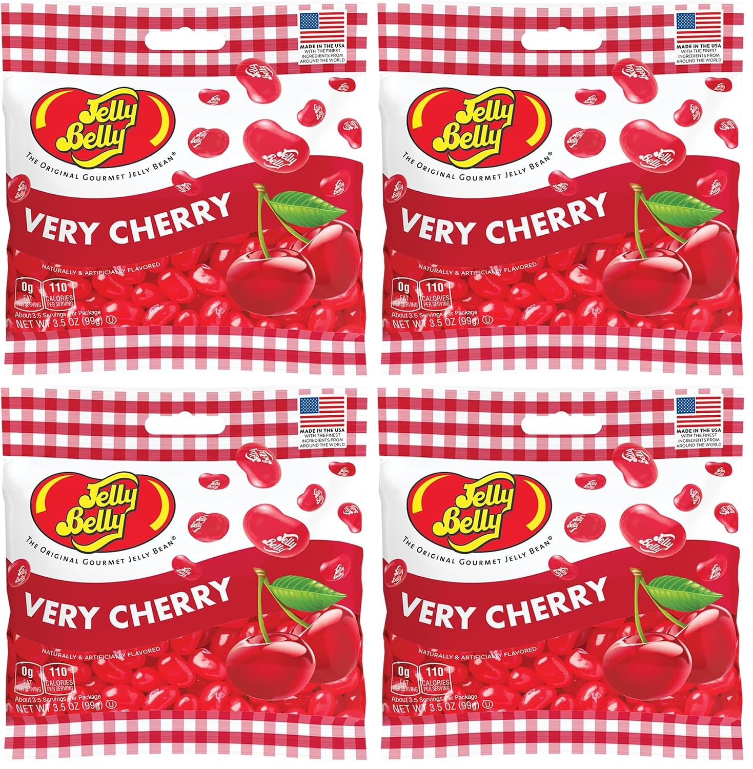 Jelly Belly Very Cherry Jelly Beans, 3.5 Ounce Grab and Go Bag - Kosher, Fat Free Candy with True-to-Life Cherry Flavor