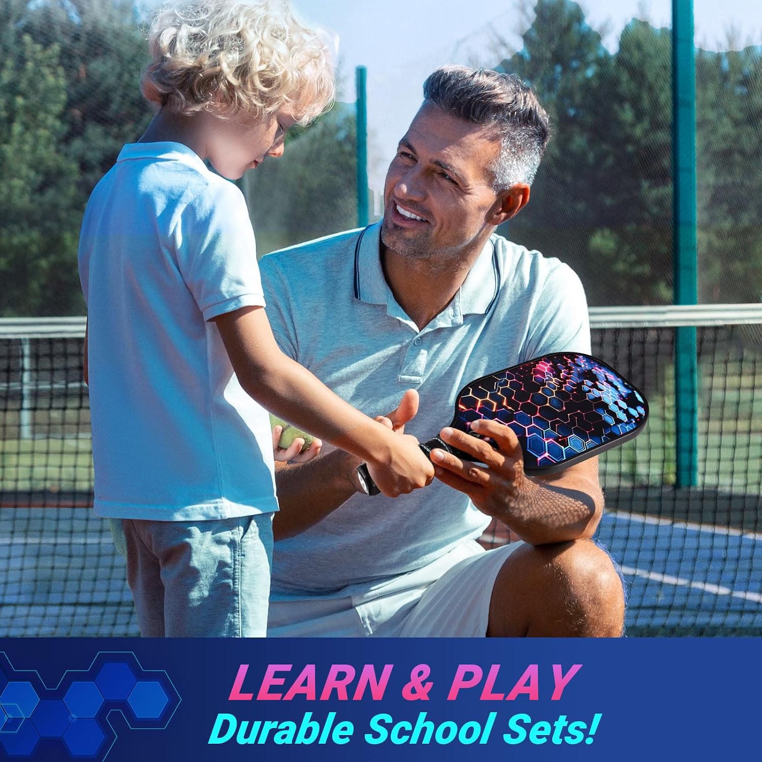 niupipo Pickleball Paddles Set of 2 or 4, USAPA Approved Fiberglass Pickleball Paddle Set with Balls and Bag, Polypropylene Honeycomb Core