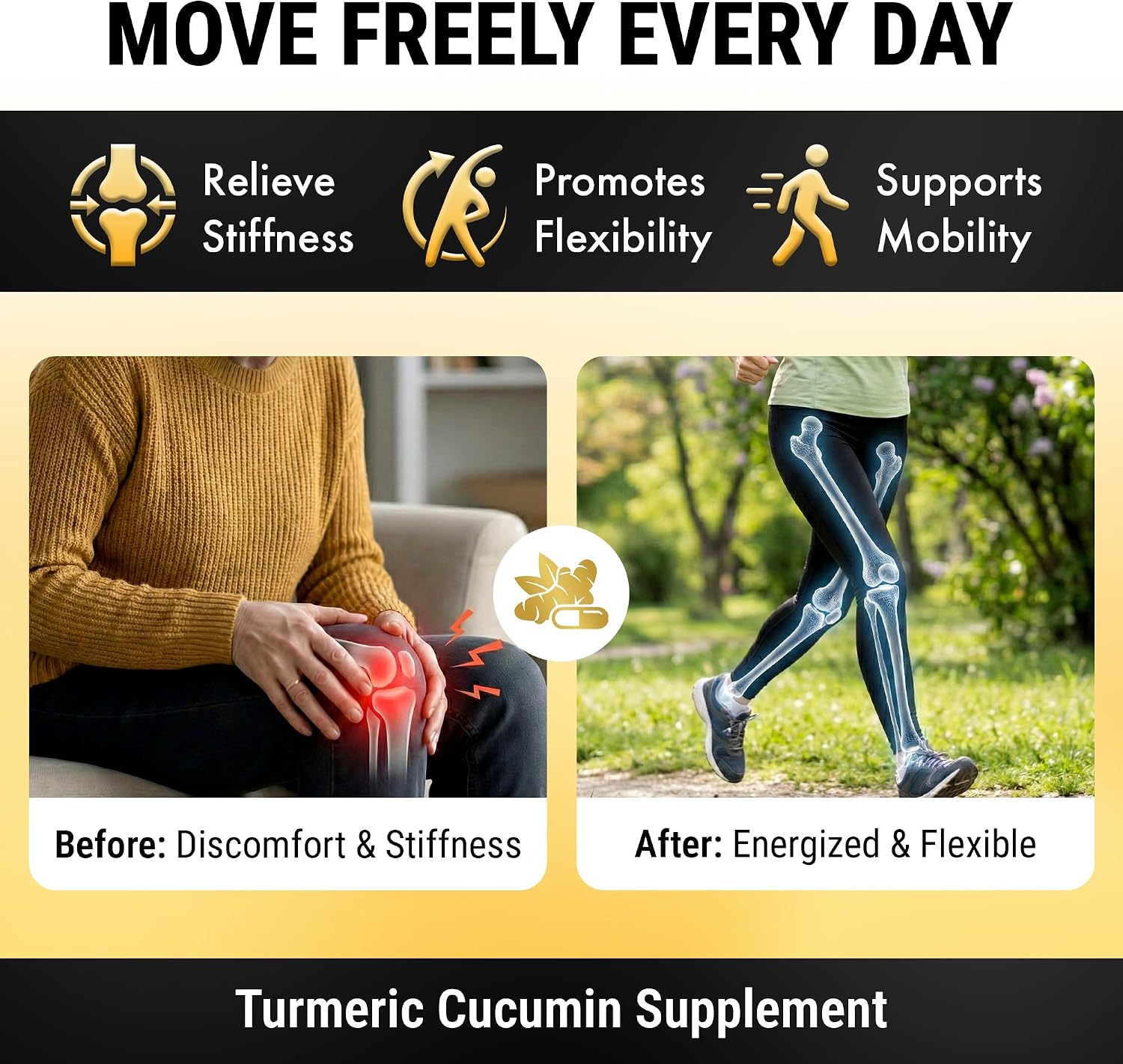 Turmeric Curcumin with Black Pepper Extract (Piperine) - 95% Curcuminoids Turmeric Supplement for Joint & Healthy Inflammation Support – Ultra