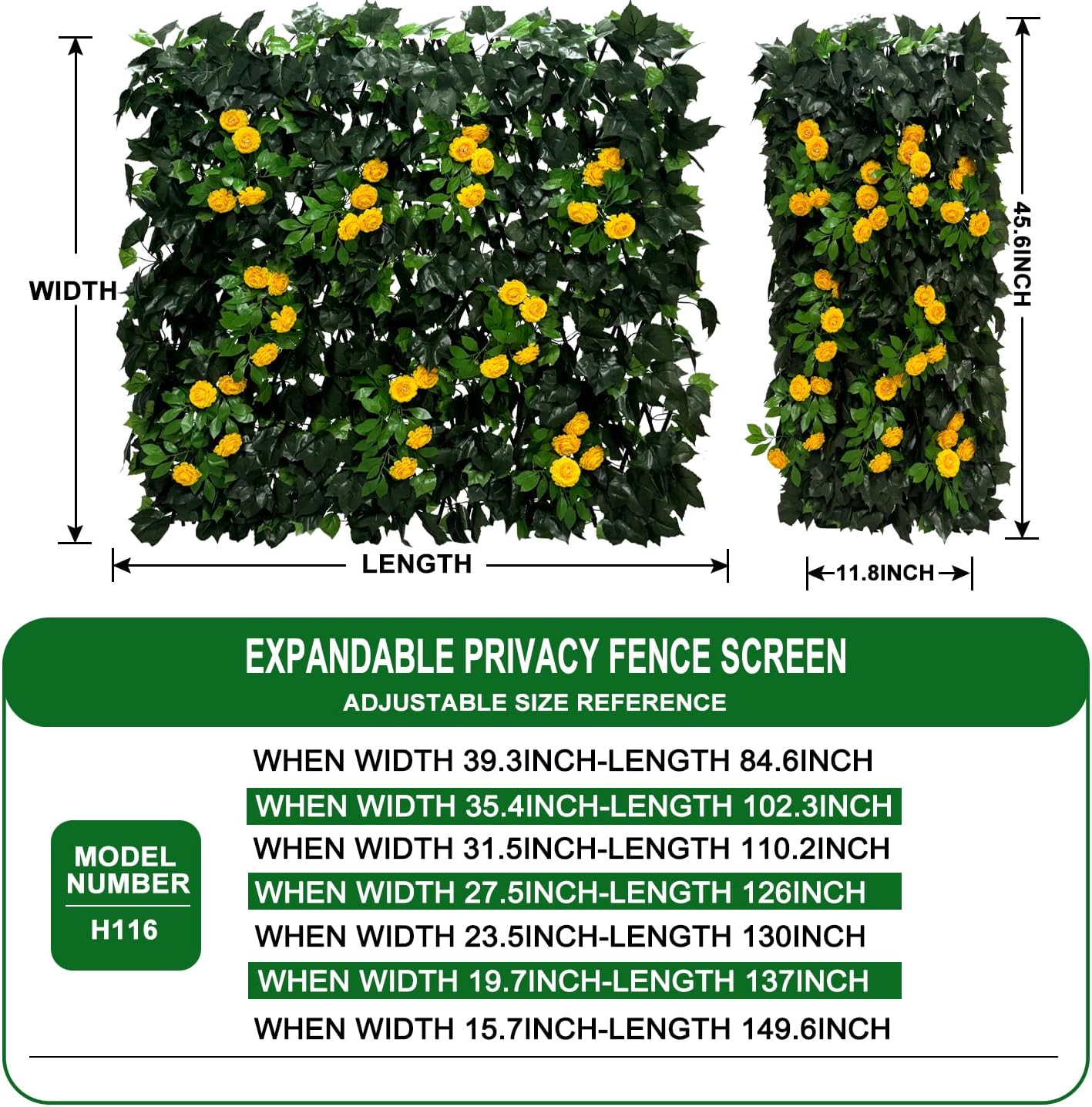 Expandable Fence Privacy Screen for Balcony Patio Outdoor,Decorative Faux Ivy Fencing Panel,Artificial Hedges (Single Sided Leaves)……