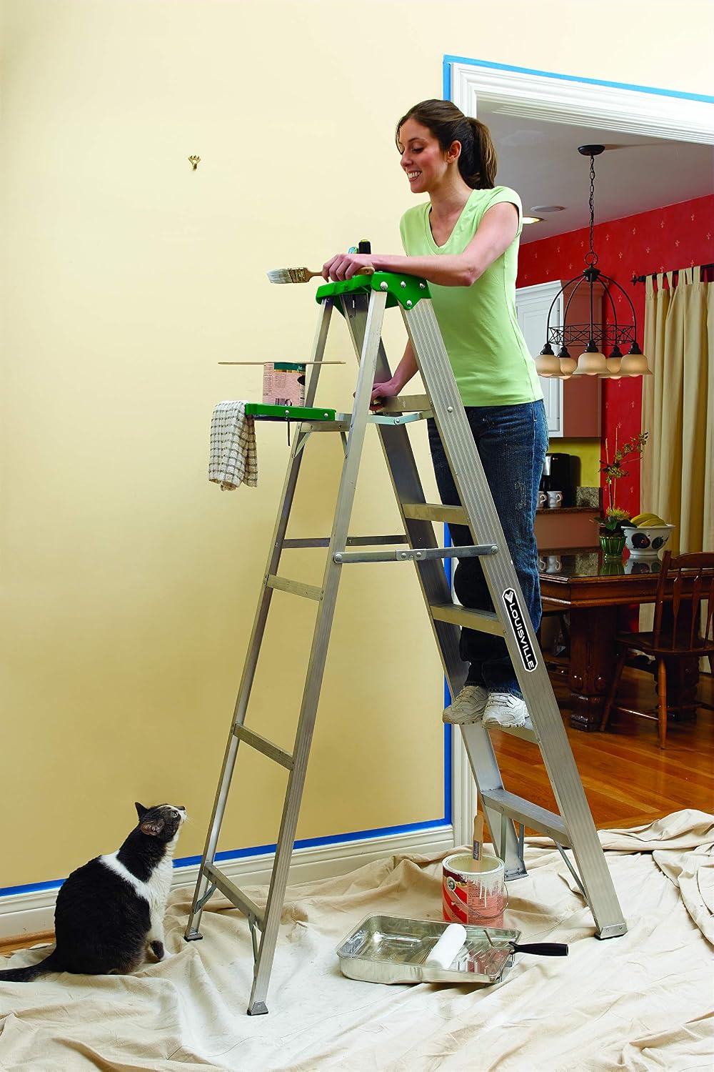 Louisville Ladder AS4006 6-Foot Aluminum Step Ladder, 225-Pound Capacity, Green, 6 Feet