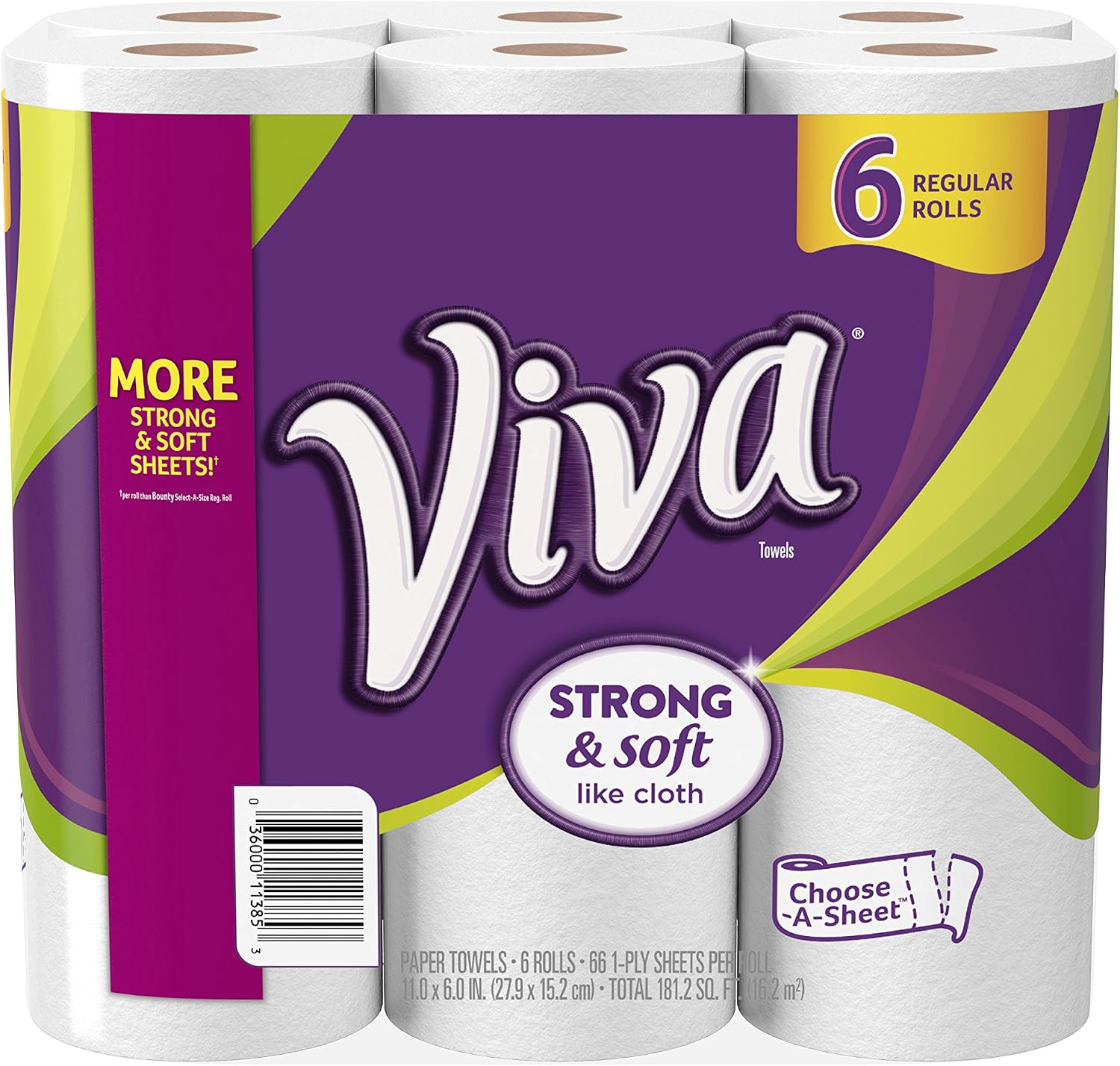 VIVA Choose-A-Sheet Paper Towels White Regular Roll 6 Count, Cloth-Like Texture, Strong & Soft Paper Towels for Ultimate Clean, 6 Count (Pack of 1)