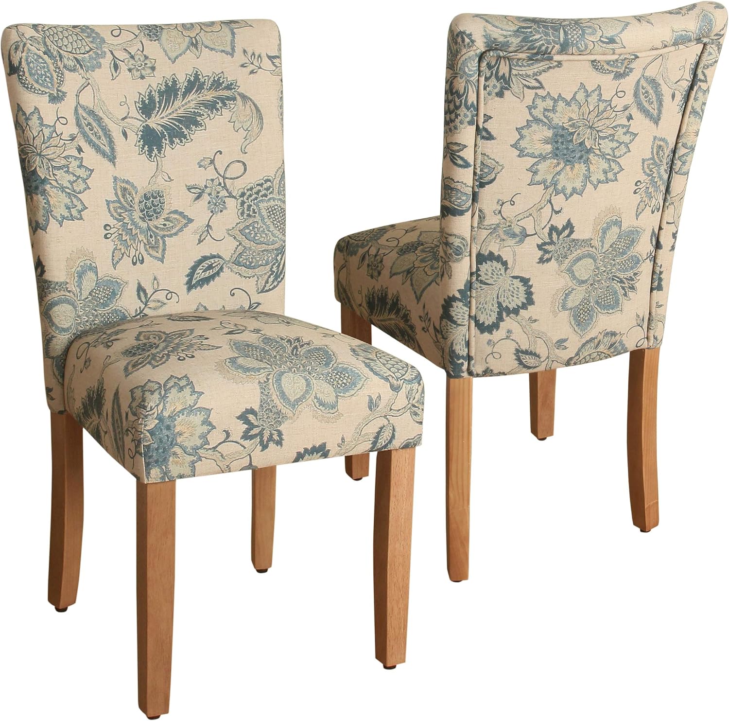 Homepop Home Decor | Classic Upholstered Parsons Dining Chairs | Set of 2 Accent Dining Chairs with Nailhead Trim, Natural Linen