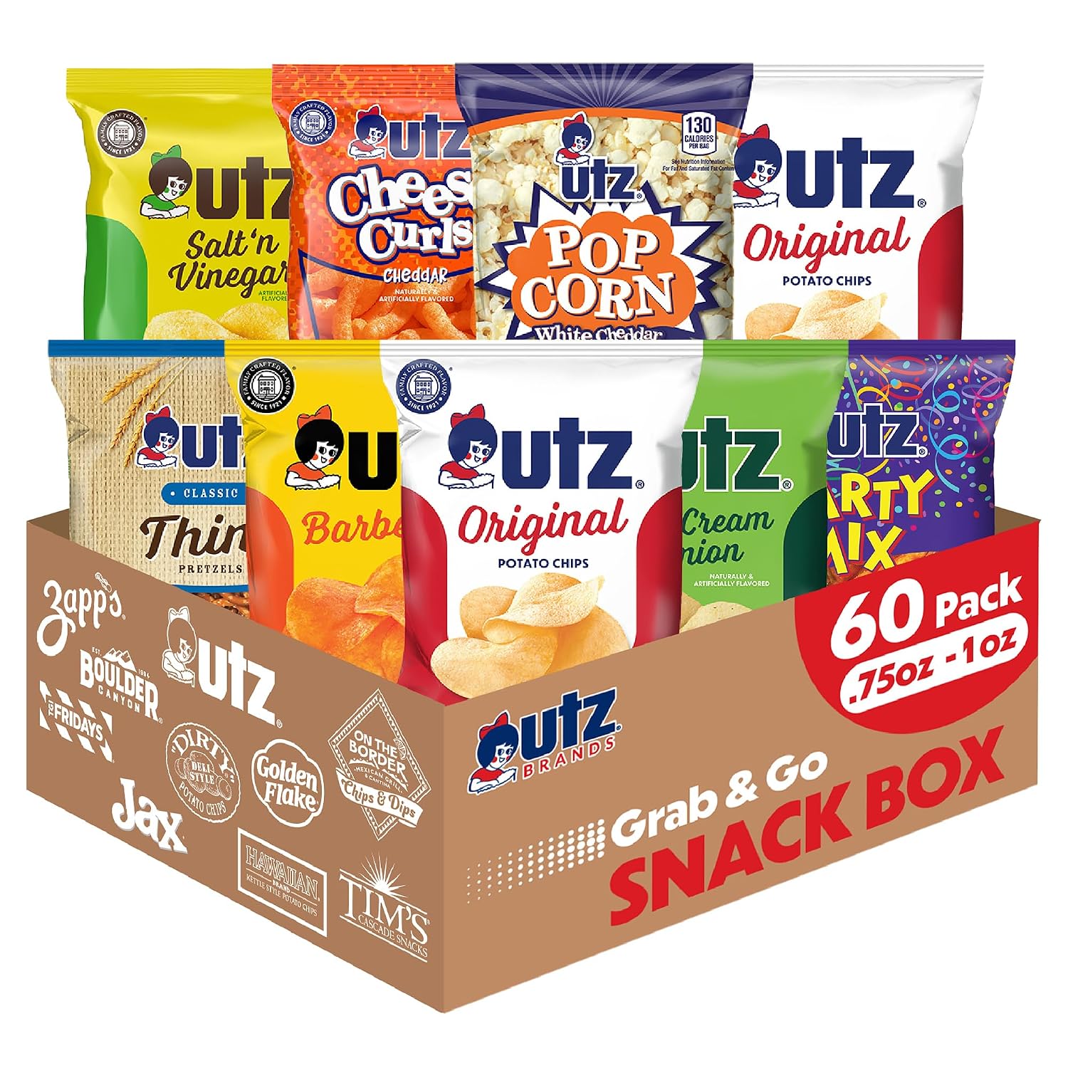 Utz Potato Chips, Barbeque – 1 oz. Bags (60 Count) – Crispy Potato Chips Made from Fresh Potatoes, Crunchy Individual Snacks to Go, Cholesterol Free, Trans-Fat Free, Gluten Free Snacks