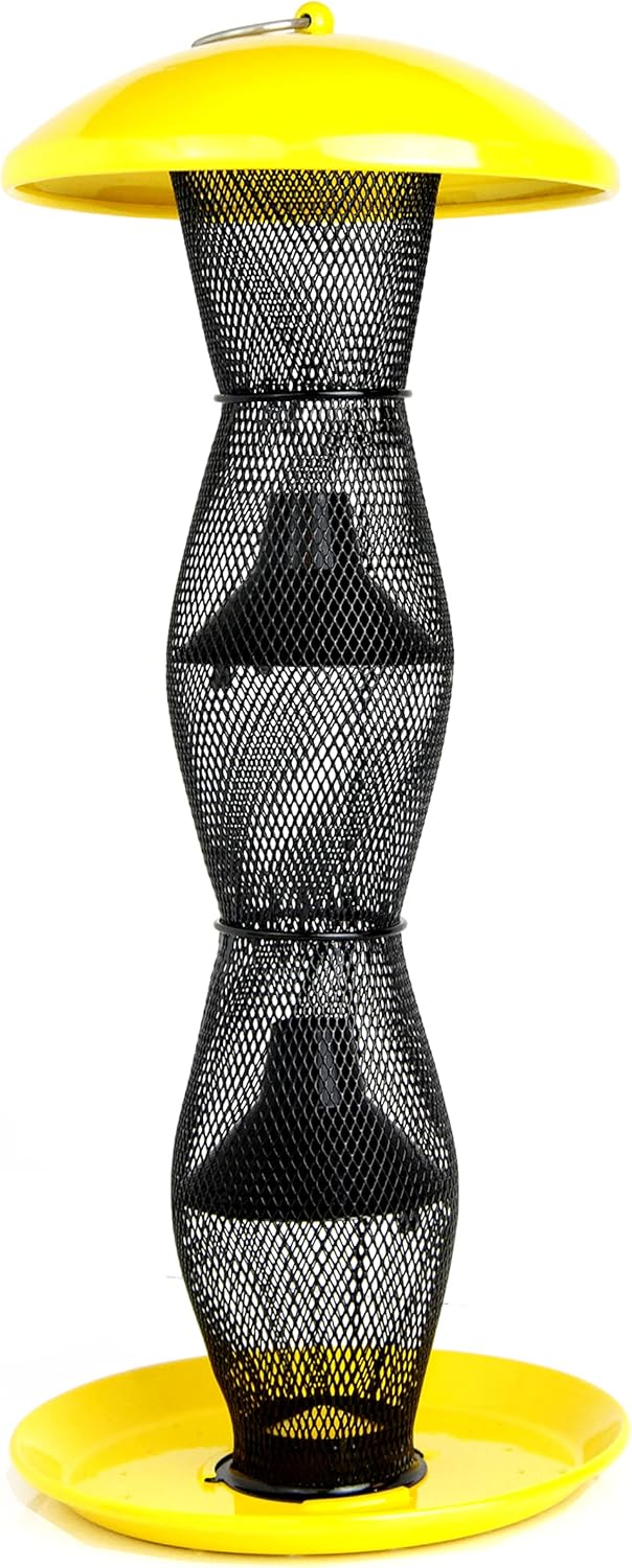 Perky-Pet YB5F00340 Yellow & Black Finch Tube Wild Bird Feeder