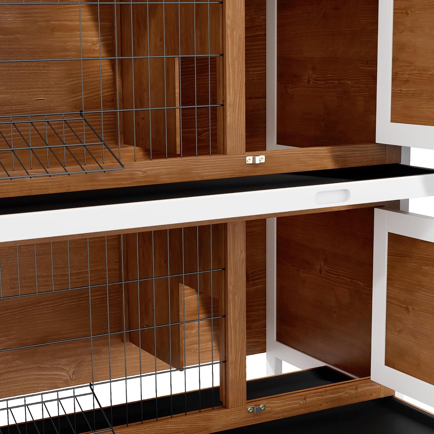 PawHut 54" 2-Story Large Rabbit Hutch Bunny Cage Wooden Pet House Small Animal Habitat with Lockable Doors, No Leak Tray and waterproof Roof for Outdoor/Indoor Orange | Wooden Pet House, Small Animal Habitat, No Leak Tray, Waterproof Roof, for Chickens D…