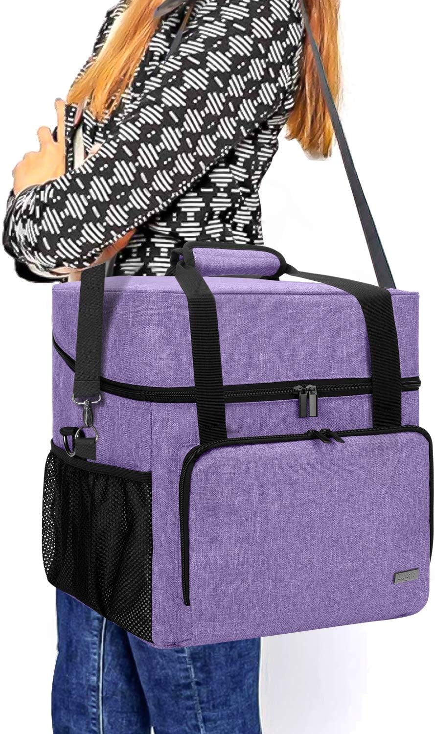 LUXJA Serger Machine Carrying Case with Bottom Wooden Board, Gray