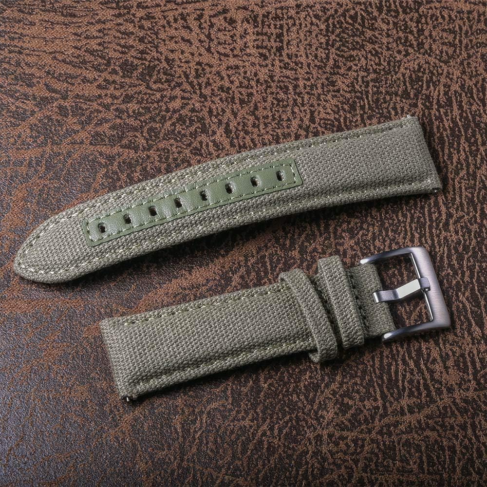 hemsut h Canvas Watch Bands, Quick Release Military Watch Strap, Fabric Replacement 18mm Watch Bands for Men