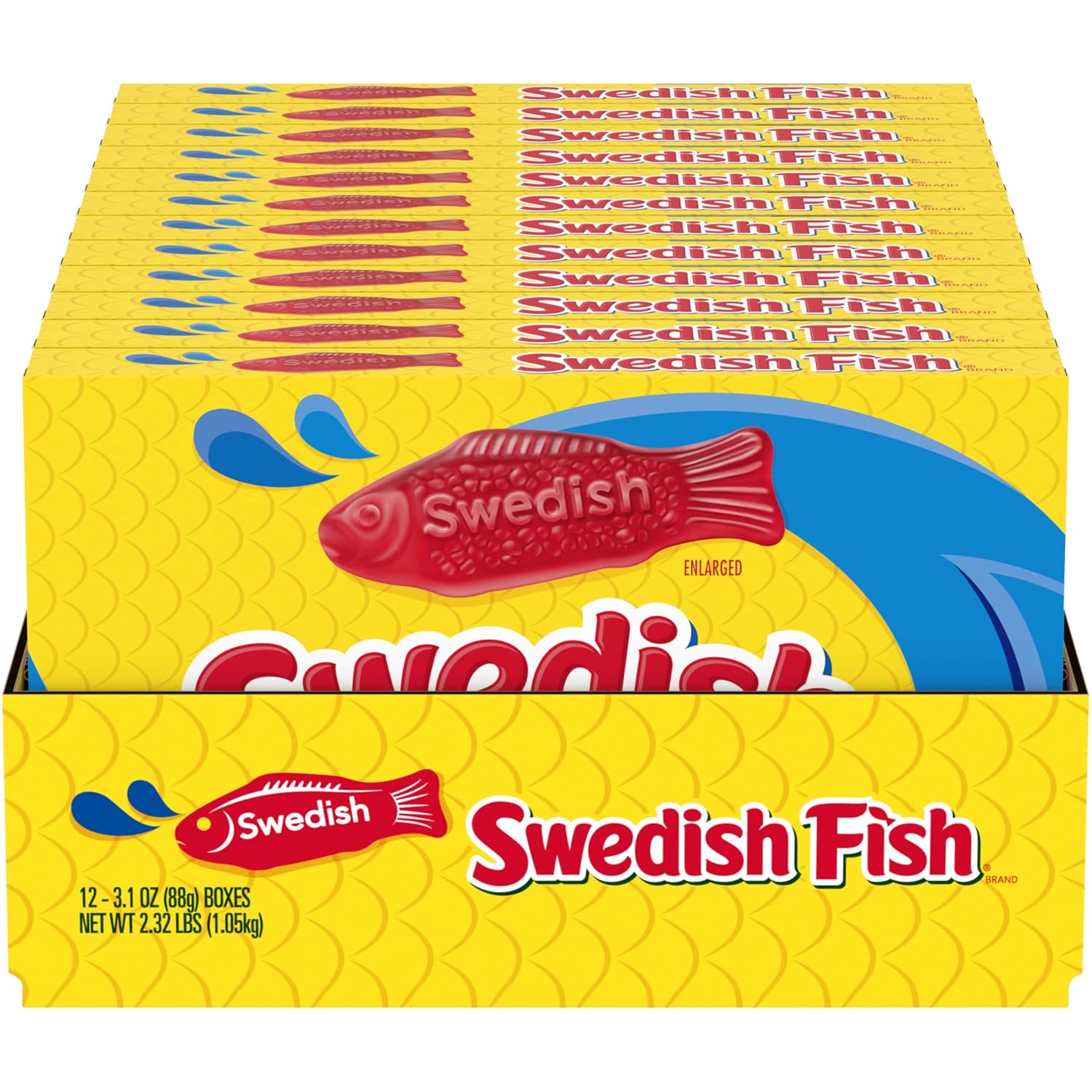 SWEDISH FISH Soft & Chewy Gummy Candy, Bulk Candy, 12-3.1 oz Boxes