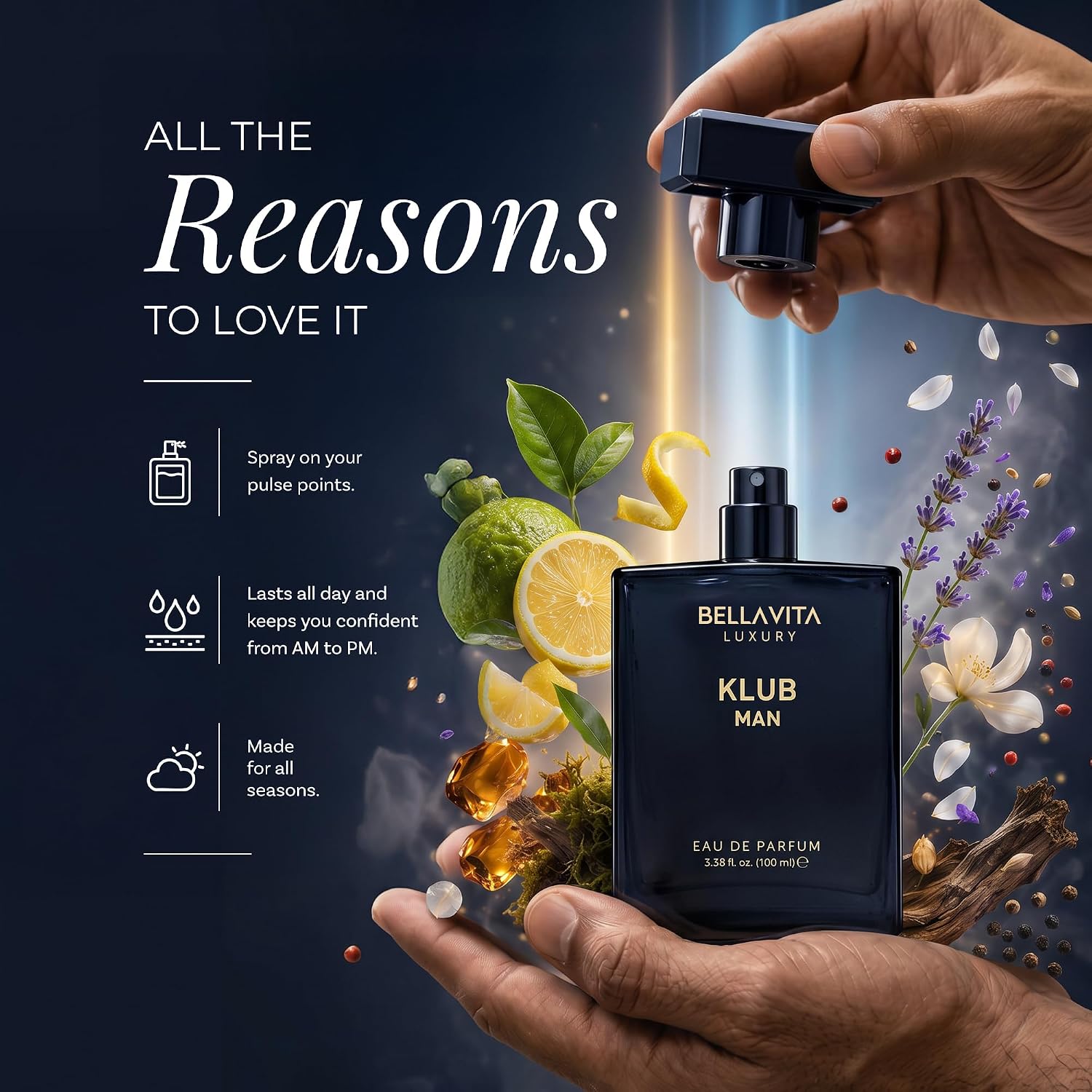Bellavita Luxury CEO MAN Eau de Parfum | 100 ml (3.4 fl.oz.) | Perfume for Men | Mandarin, Lemon, Lavender