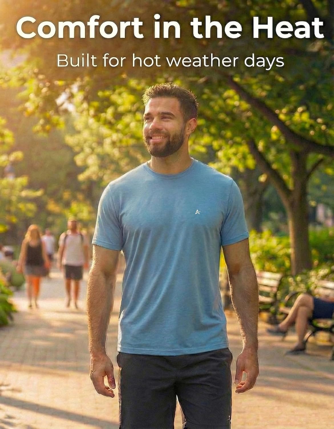Arctic Cool Men’s Crew Neck Instant Cooling Moisture Wicking Performance UPF 50+ Short Sleeve Workout Shirt
