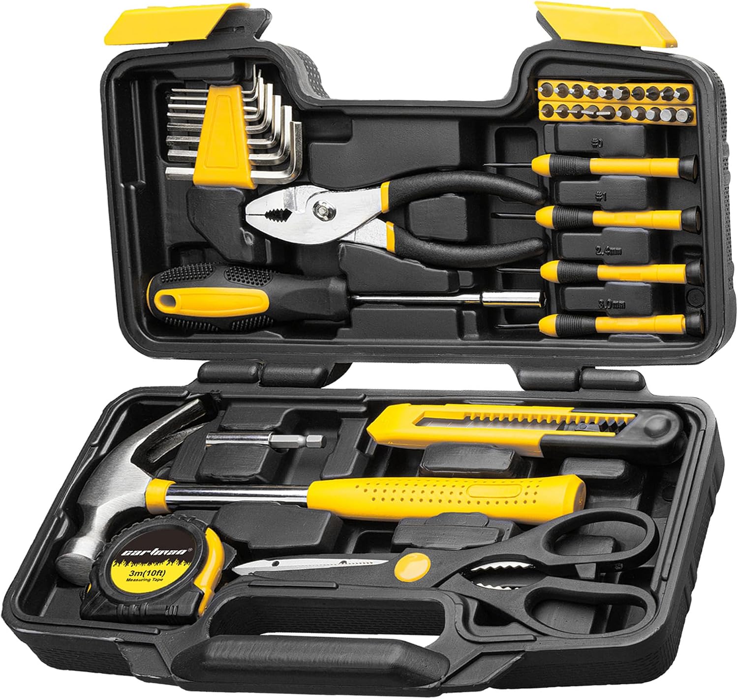 CARTMAN 39-Piece Household Tool Set, Orange Hand Kit With Storage Case | Complete assortment for home repairs, DIY projects, furniture setup, crafting, and daily household fixes in toolbox.