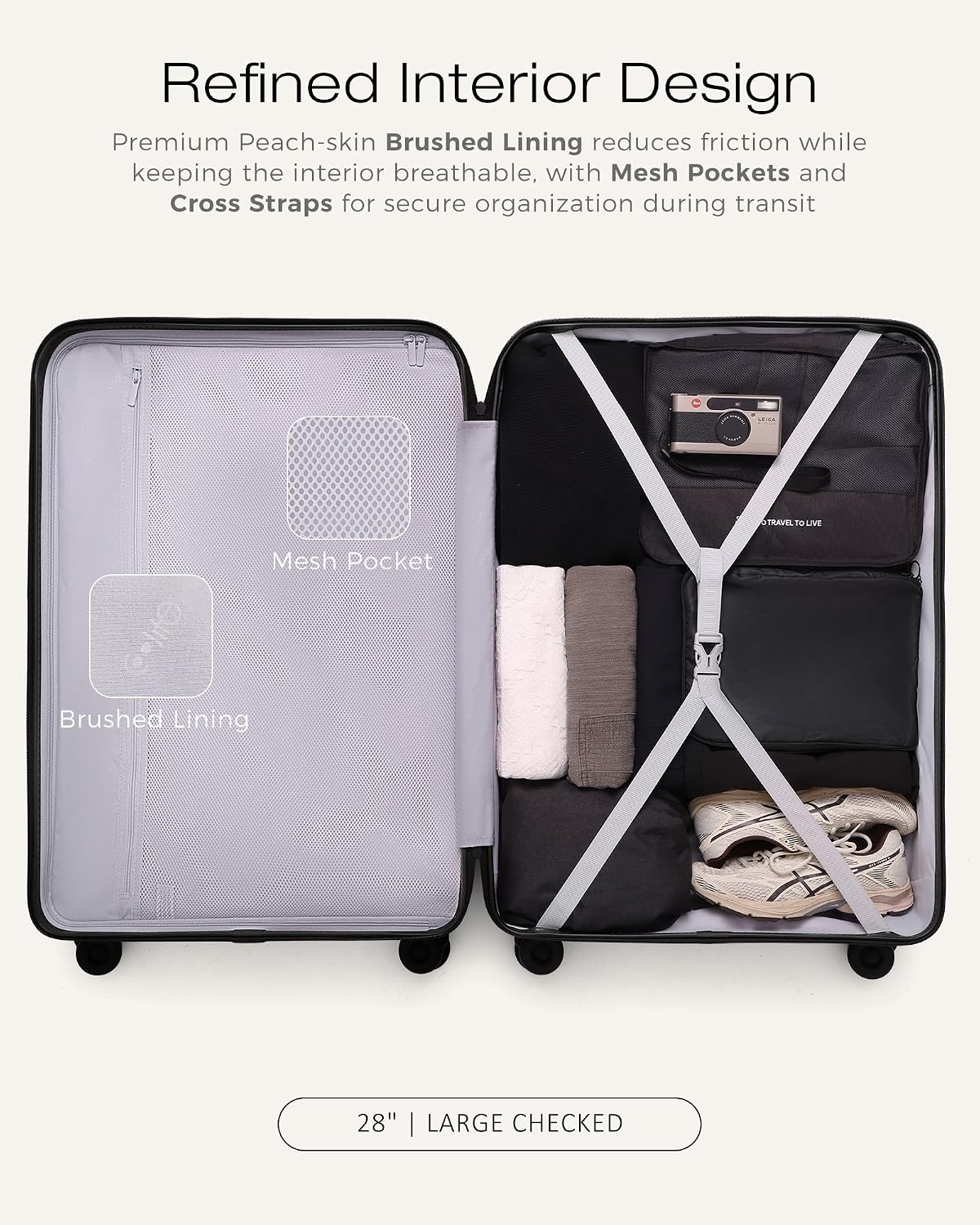 Coolife Luggage Carry-On, Lightweight PC Hardside Suitcase, 20-Inch, Black | Expandable Carry-On, Dual Spinner Wheels, TSA-Approved Lock, Upgraded PC Hardshell, Durable Travel Suitcase